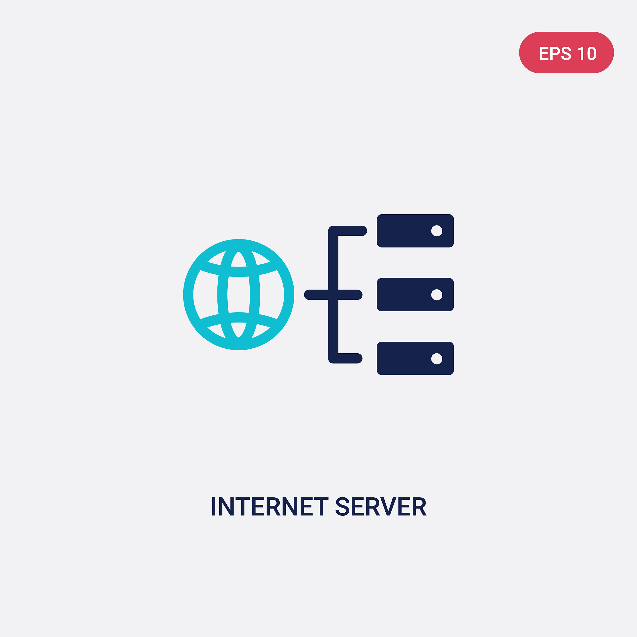 two color internet server icon from computer