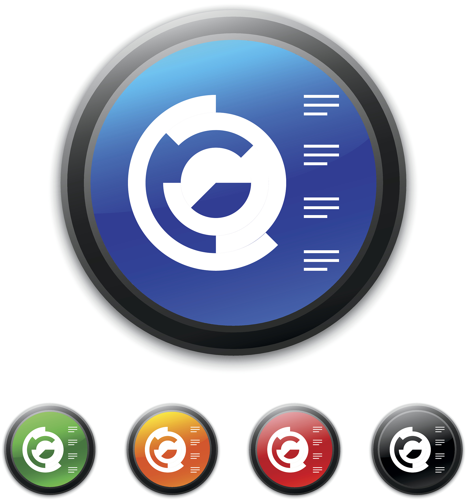 coxcomb chart icon on round buttons.