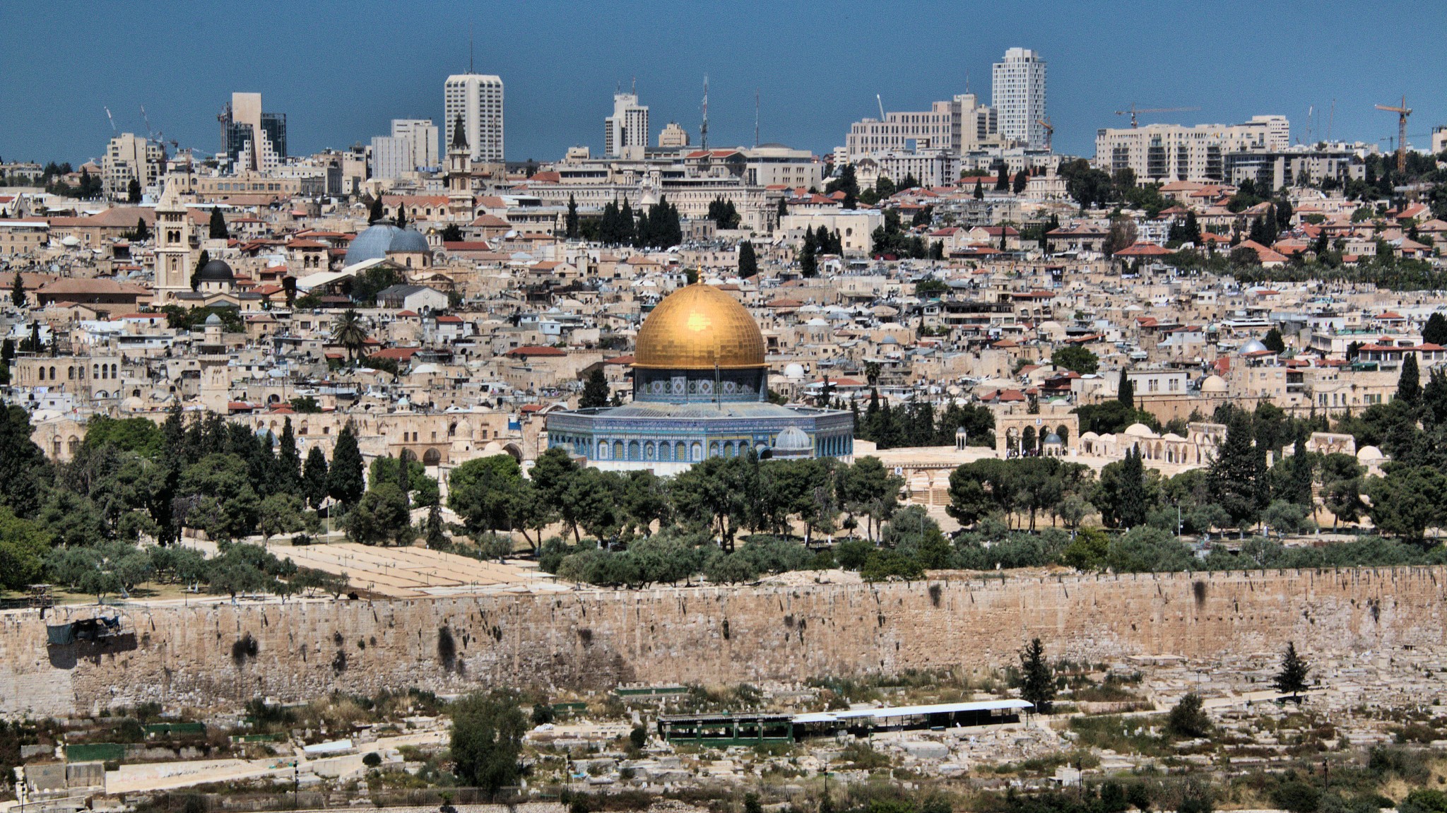 a view of jerusalem and the dome of the rock from the mountof ol