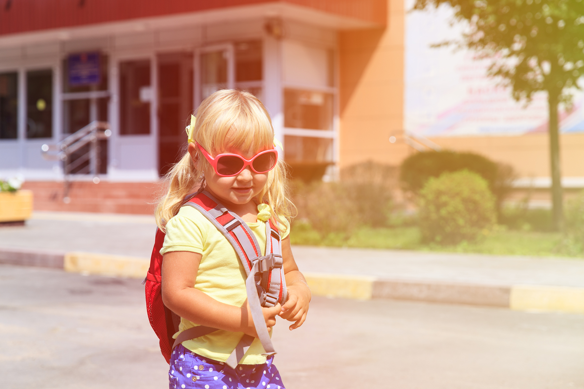 back to school - little girl at preschool or daycare
