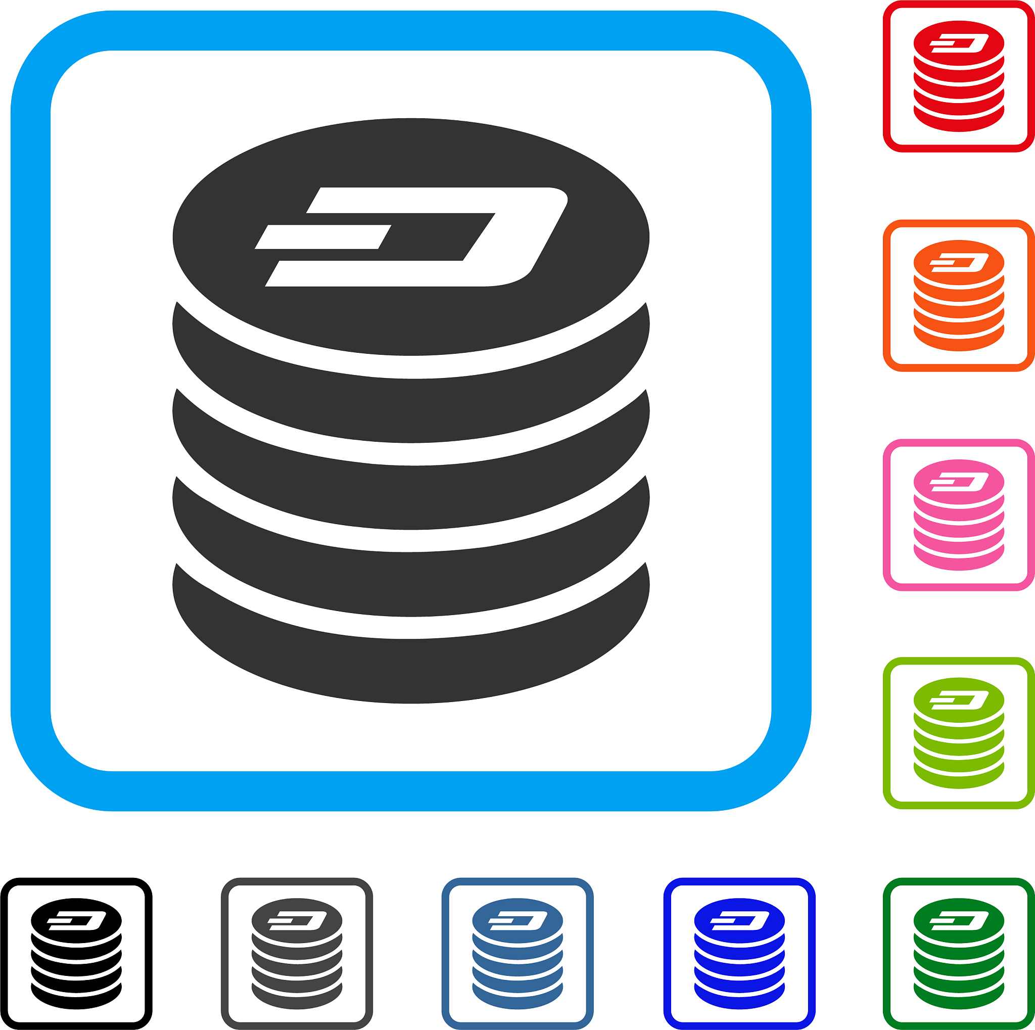 dash coin stack framed icon
