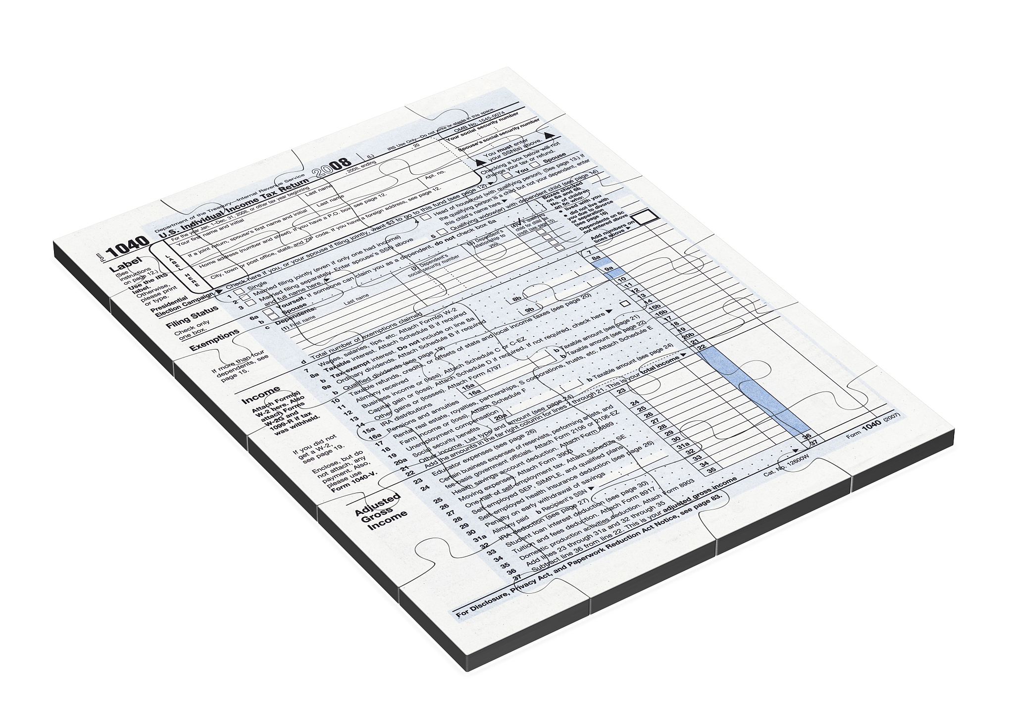 completed 1040 income tax form puzzle 2