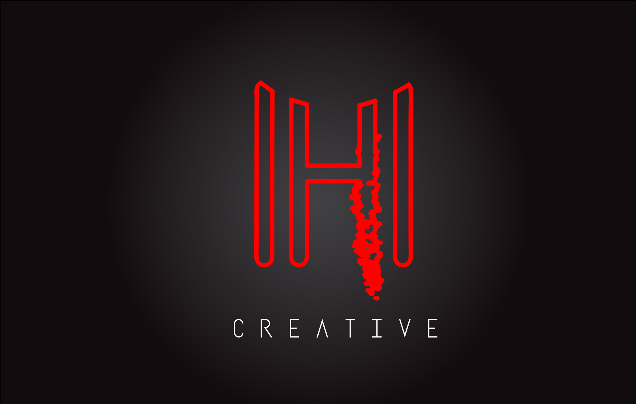h monogram letter logo design brush paint stroke
