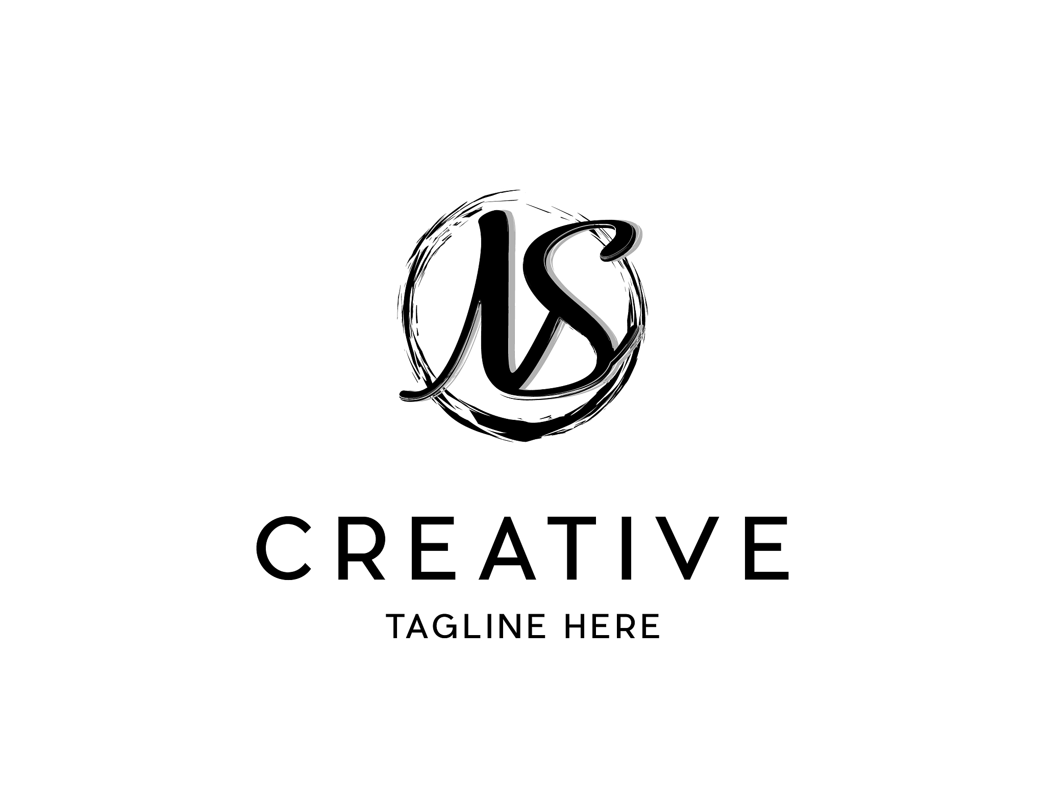 letter ms brush stroke creative logo