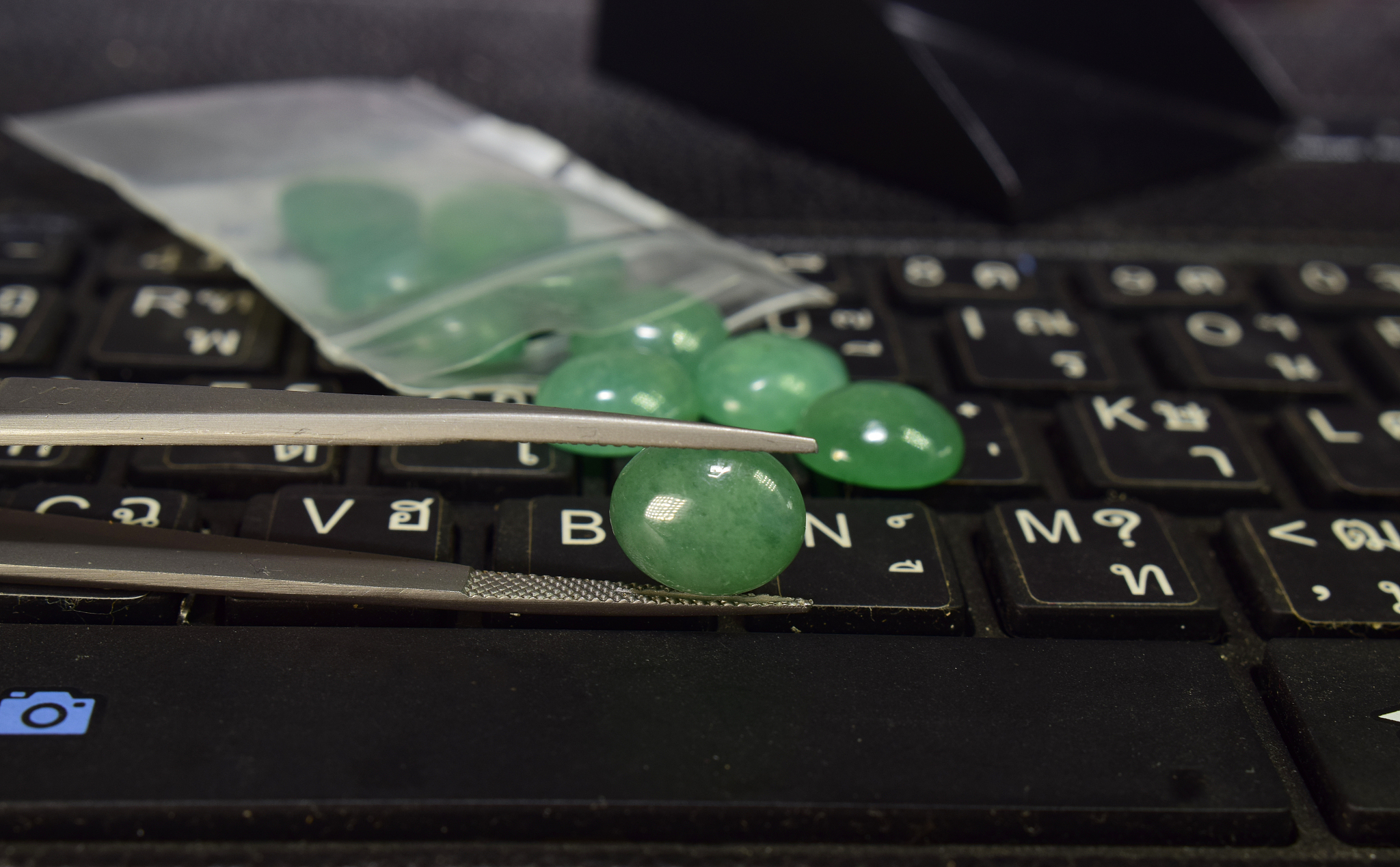 jade on keyboard
