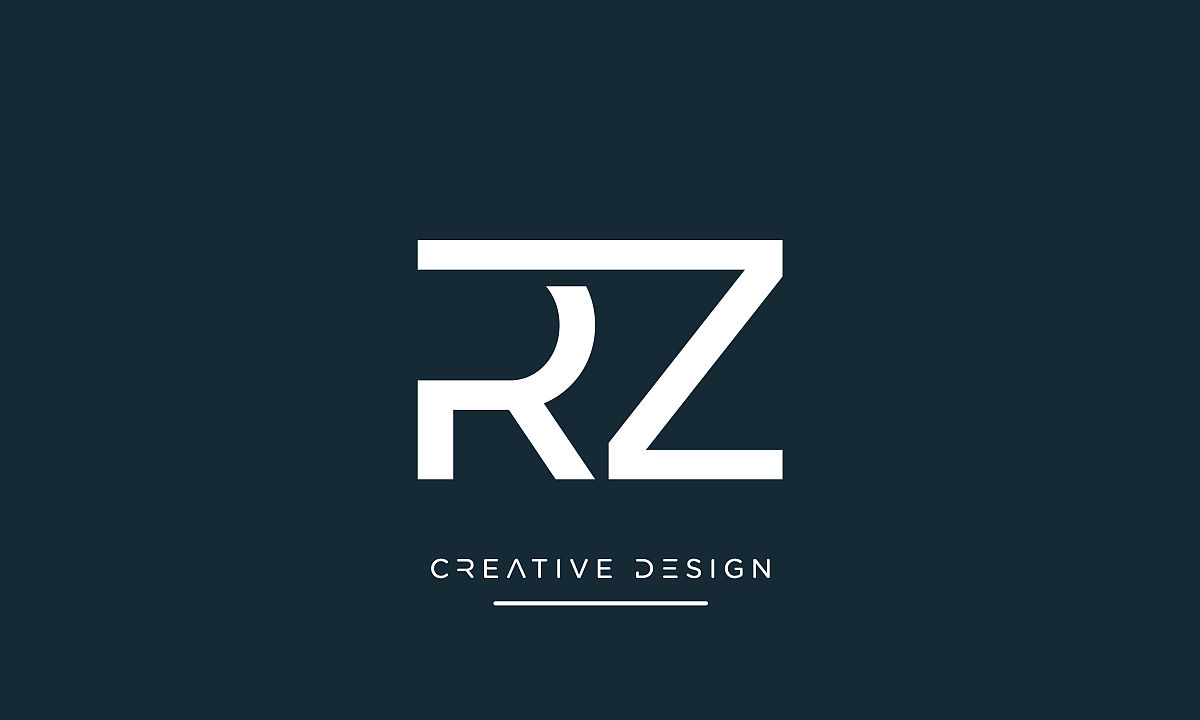 现代抽象字母rz, zr标志设计.最小rz, zr初始的基于图标矢量