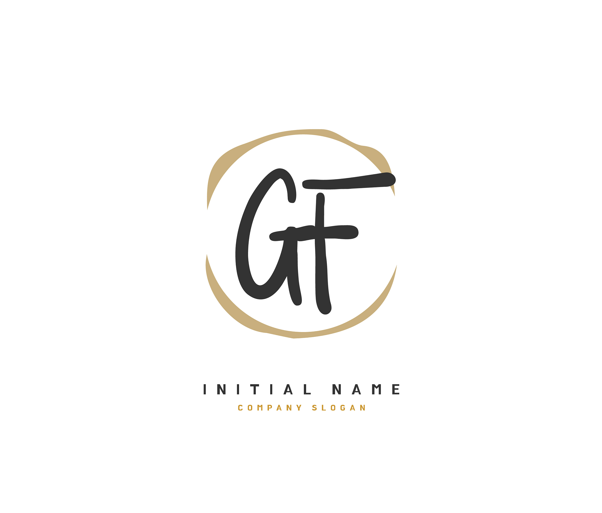 g f gf beauty initial logo handwriting logo of