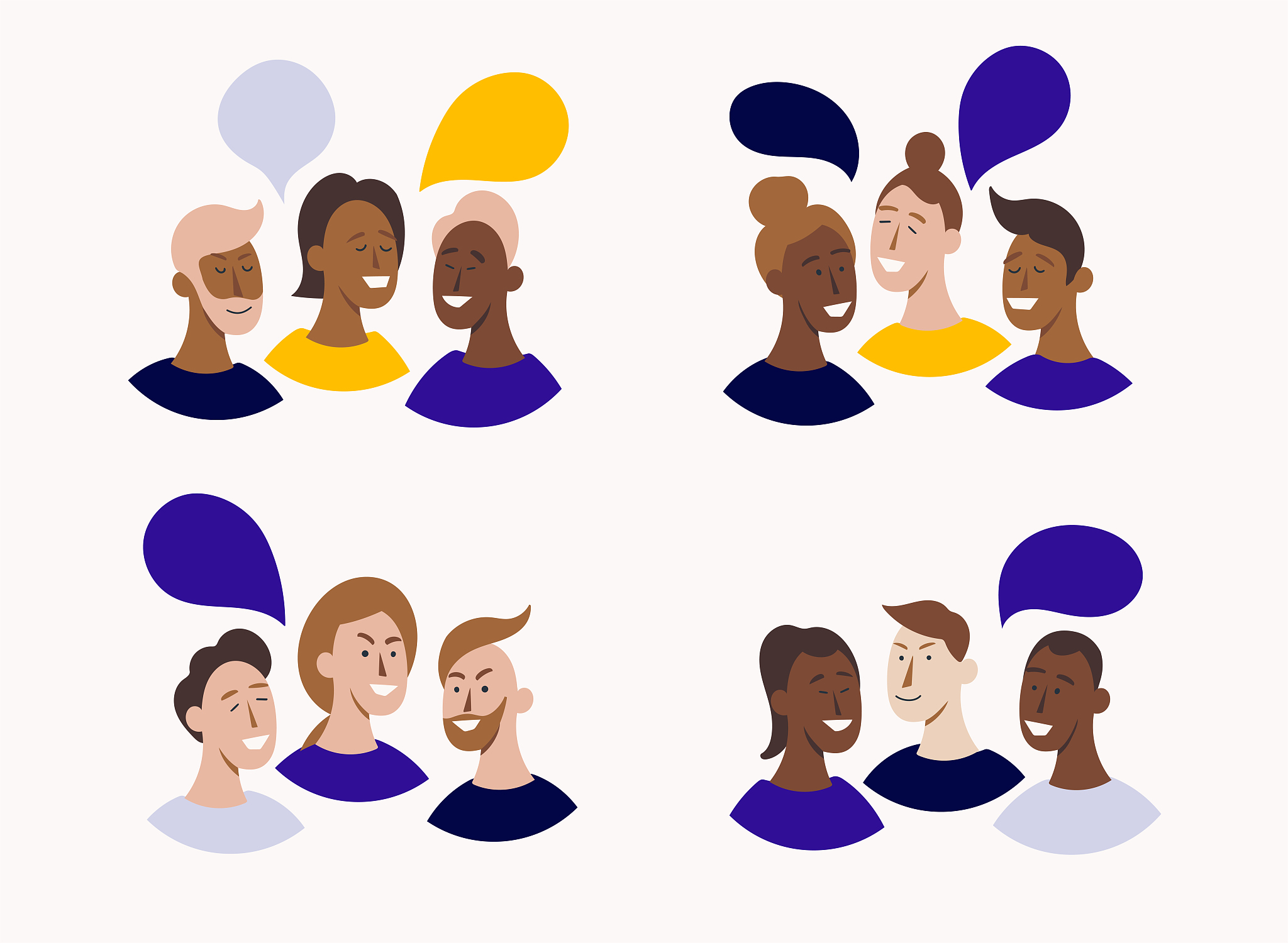 group of talking people. people with different emotions