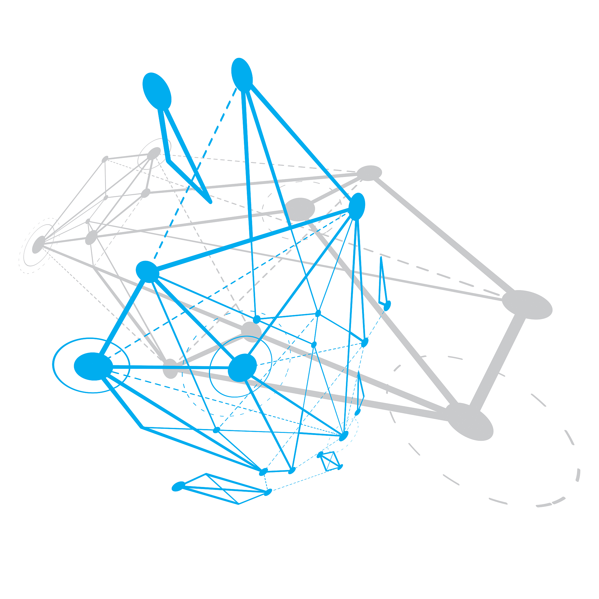 abstract geometric 3d wireframe object, digital technology vecto