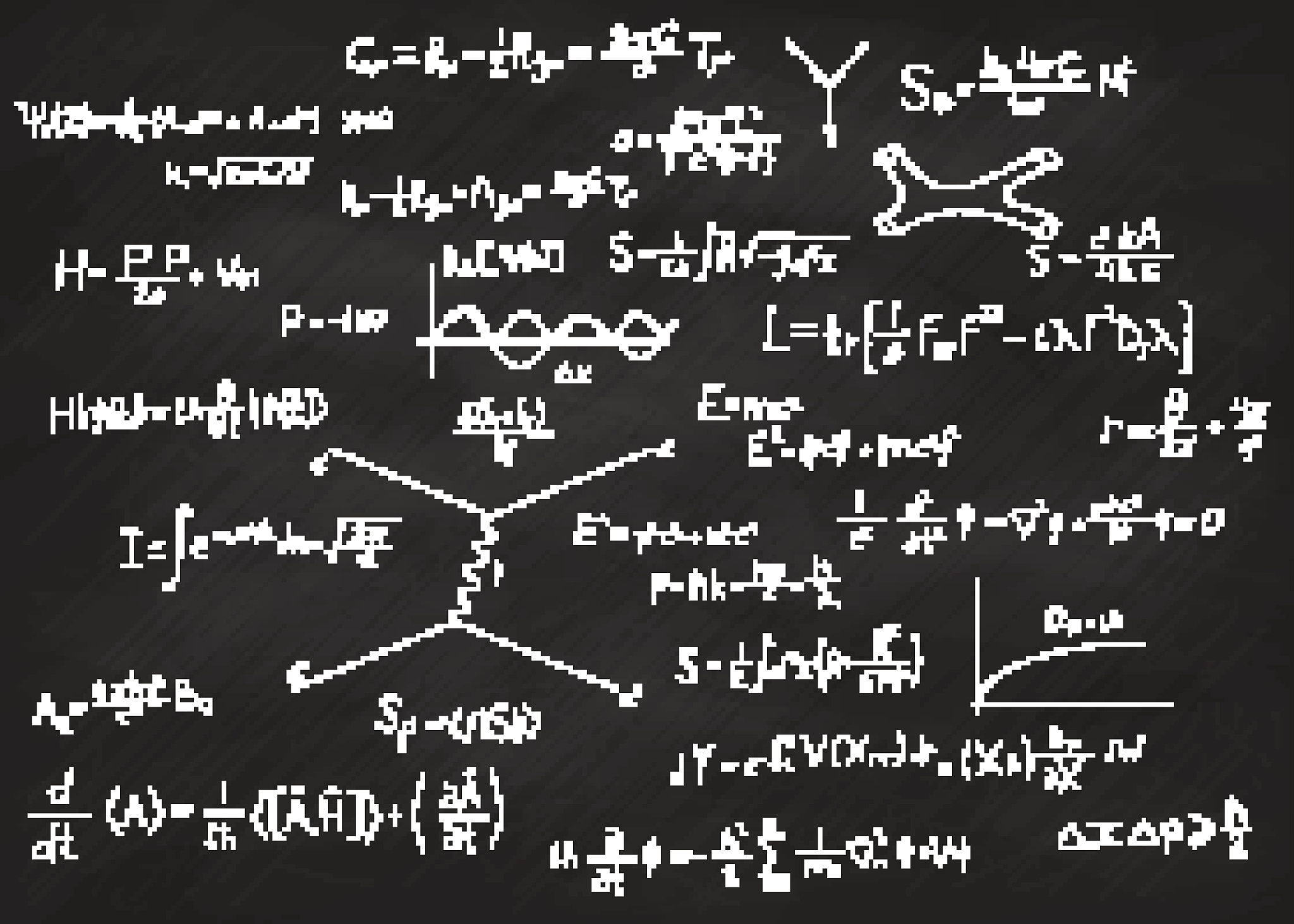 physics equations chalkboard