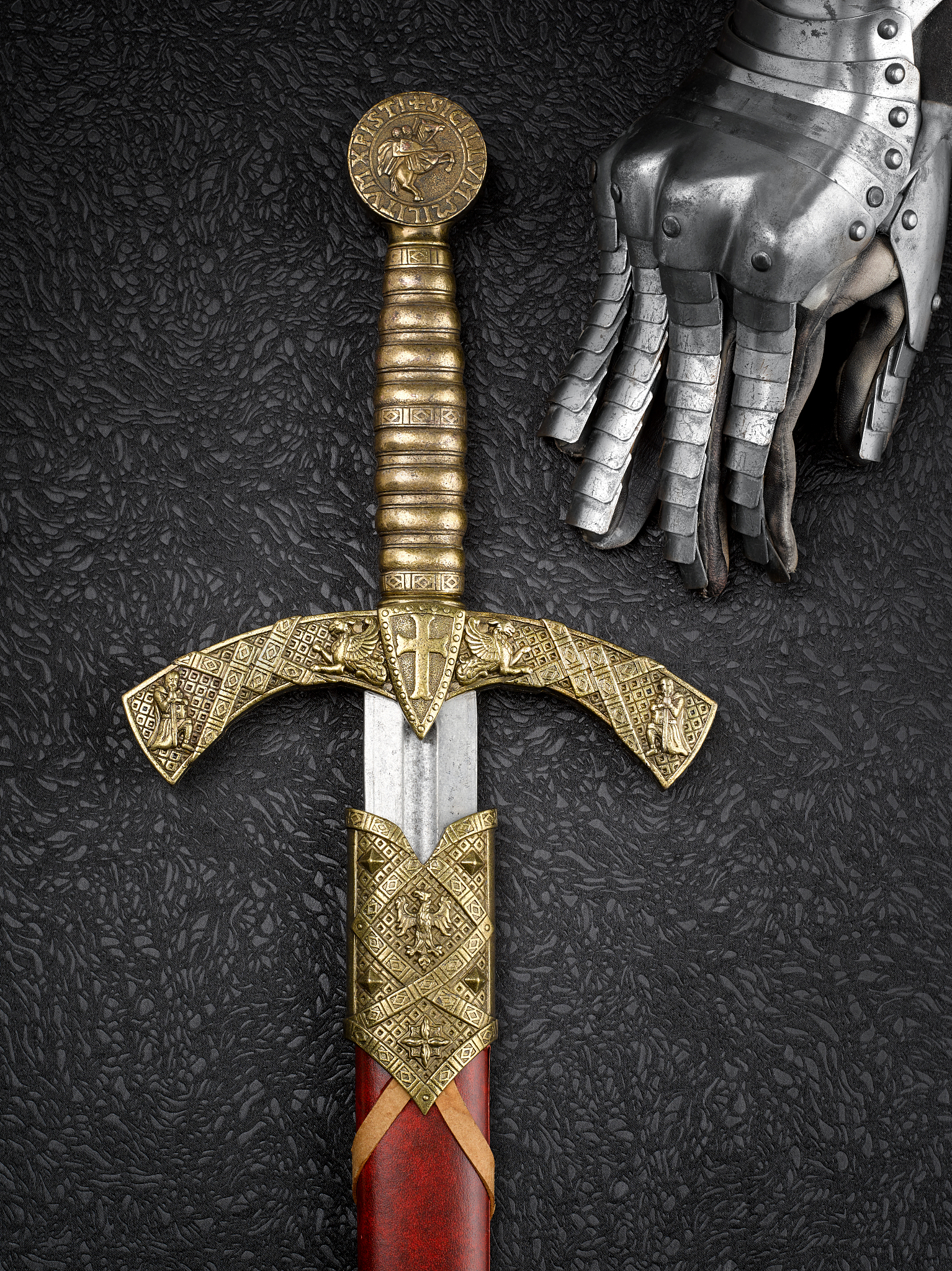 knight's gloves and sword.