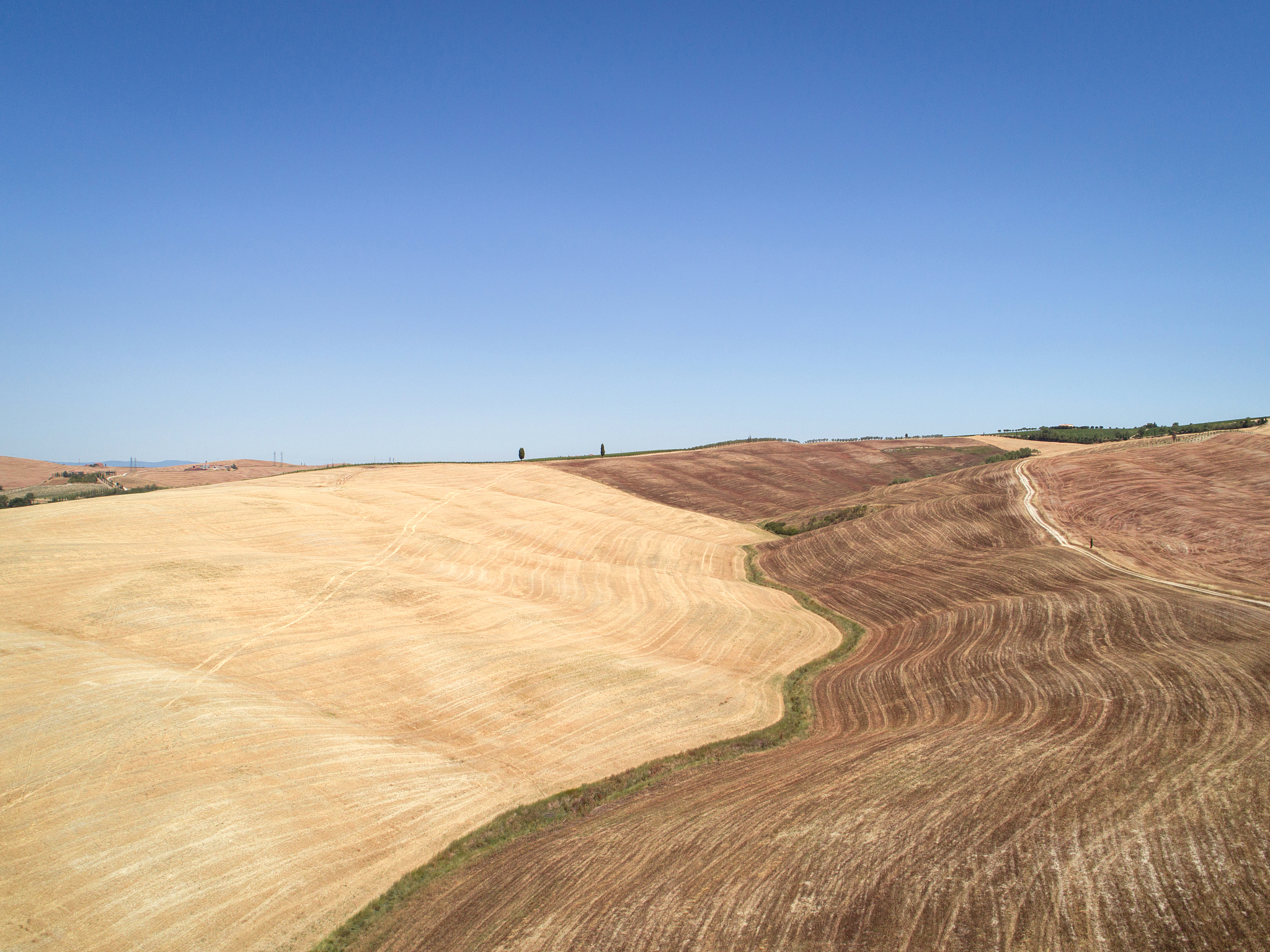 aerial drone view of crete senesi hills