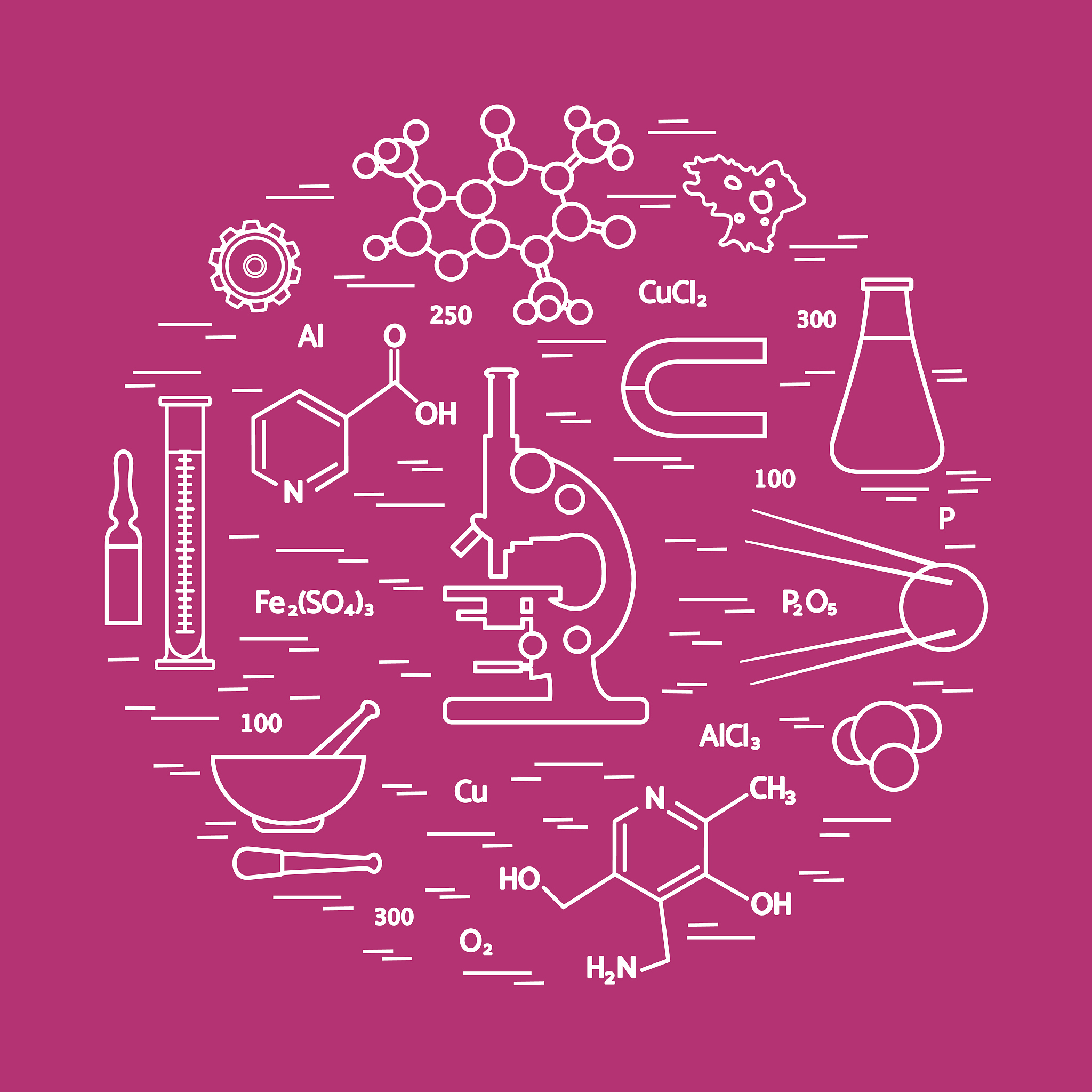 stylized vector icon of variety scientific, education elements: 