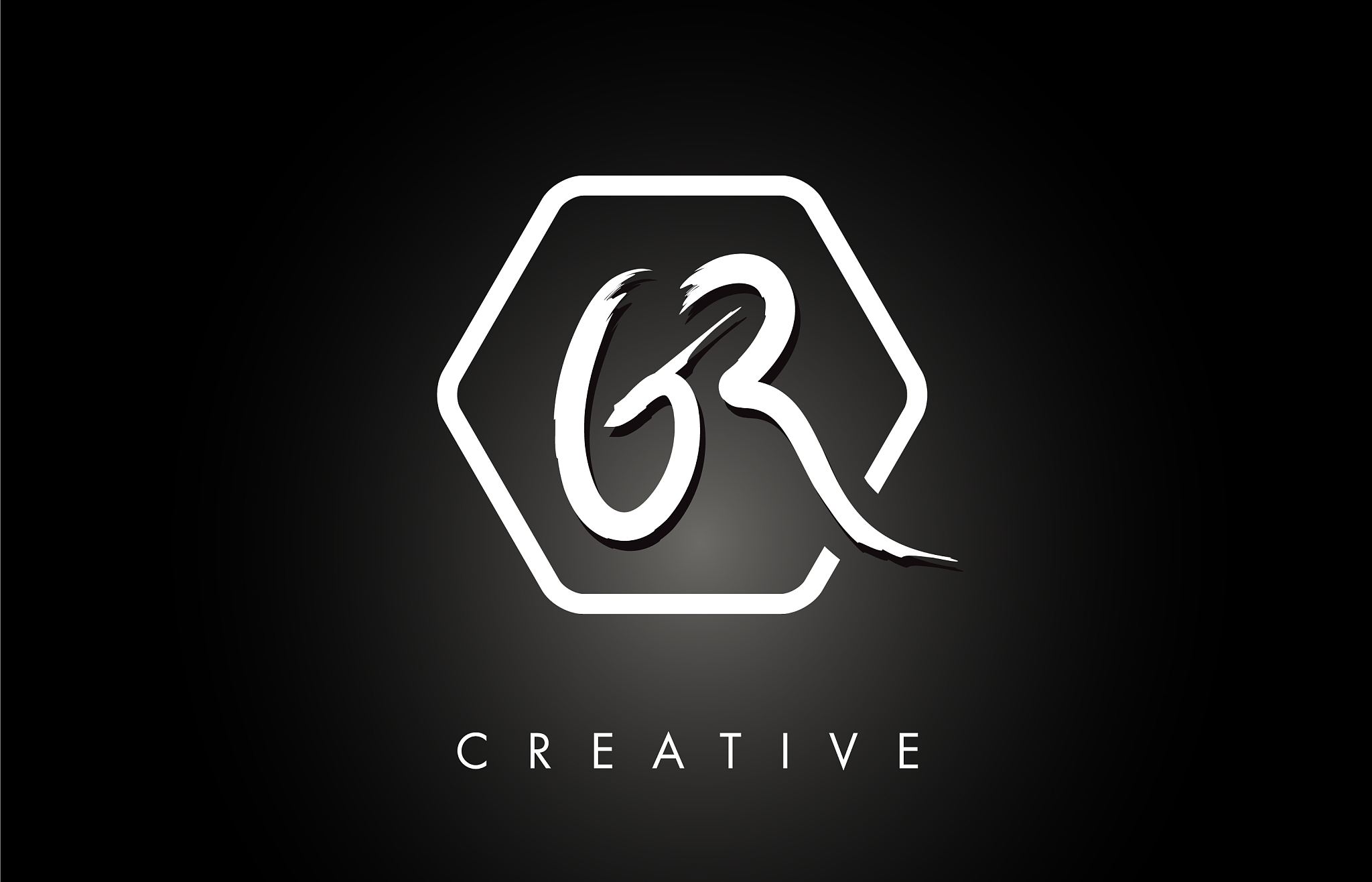 gr g r brushed letter logo design with creative