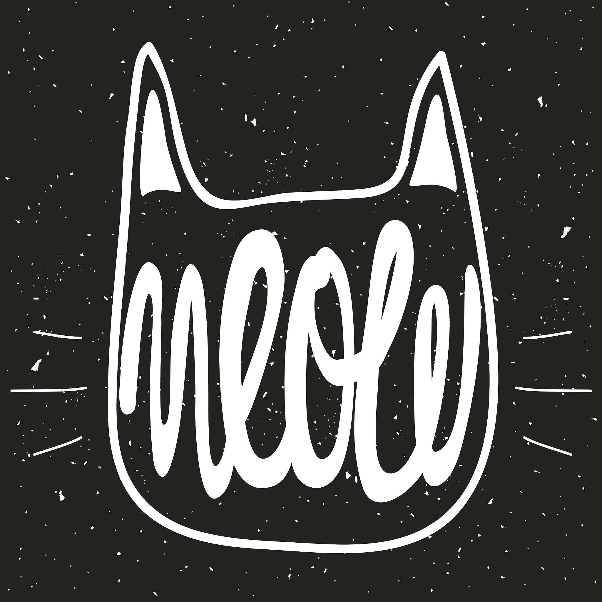 with grunge background and hand lettering - meow