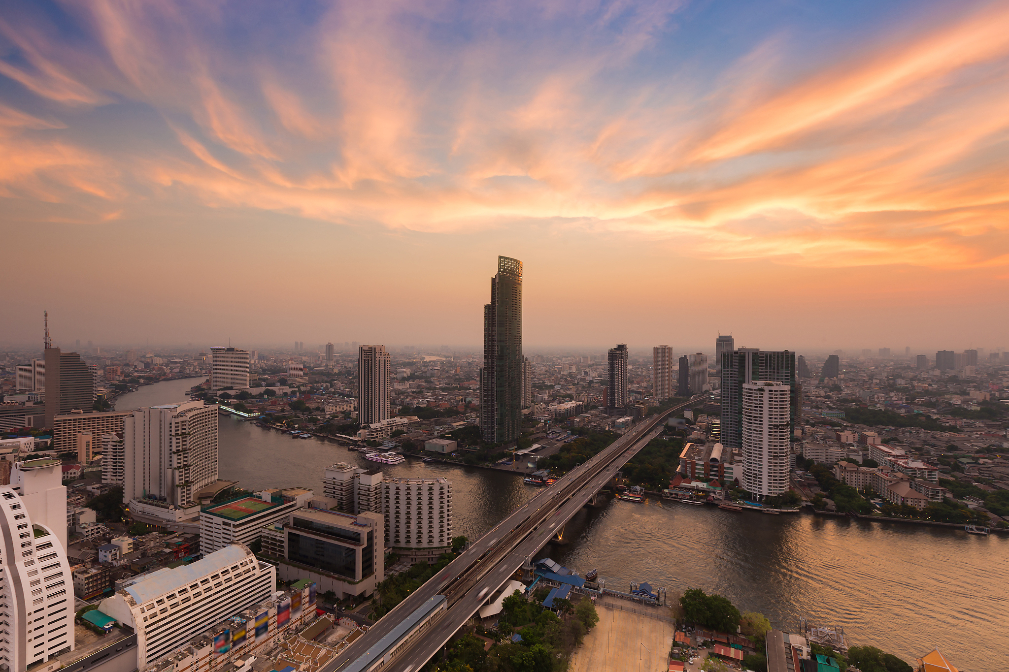 city river aerial view
