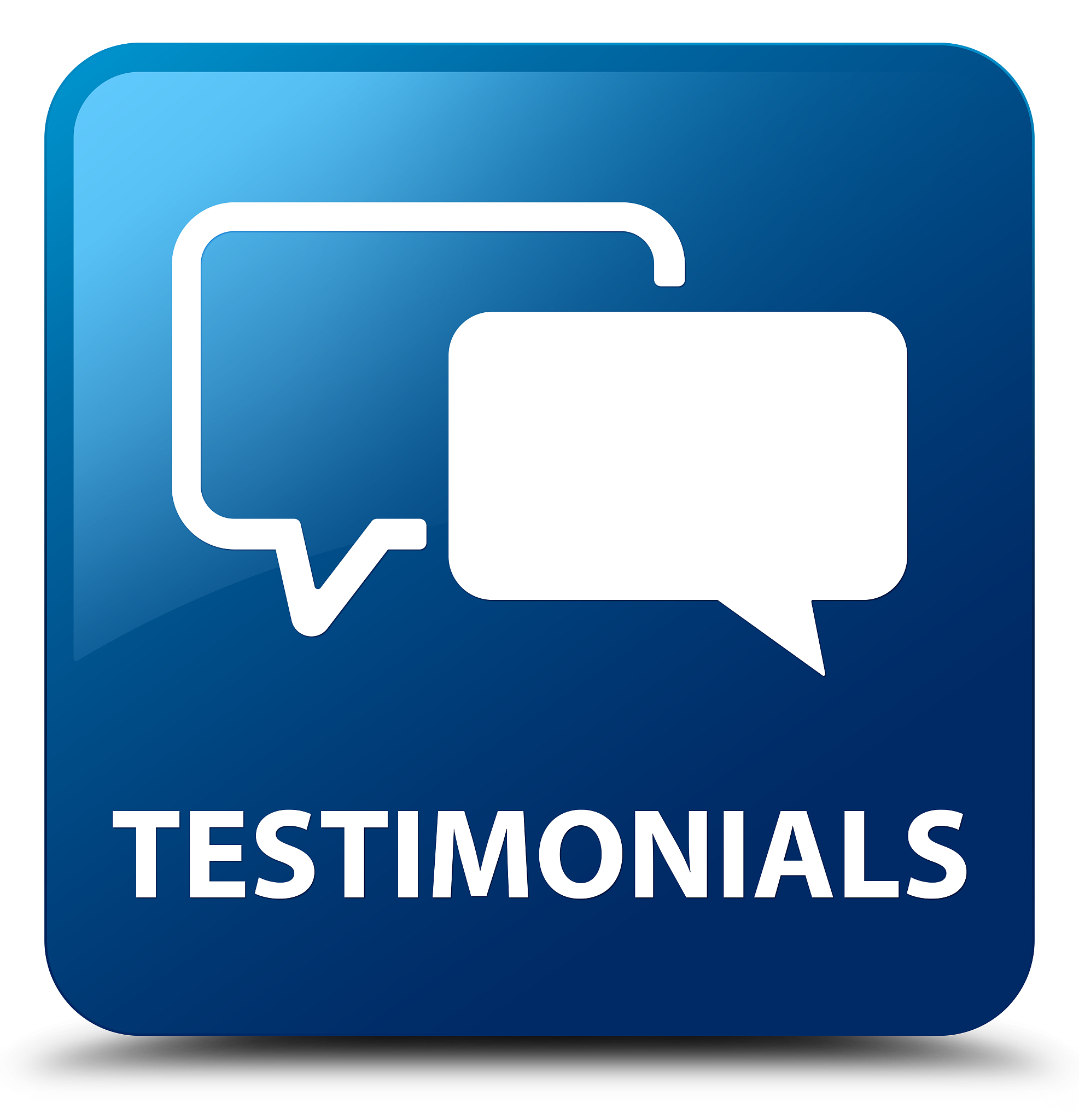 testimonials blue square button