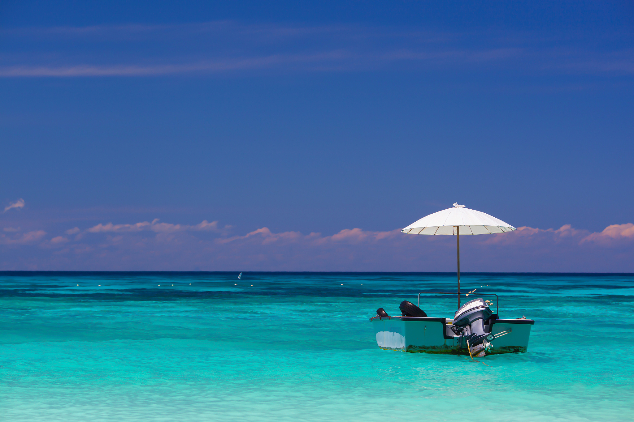 speed boat at tropical ocean