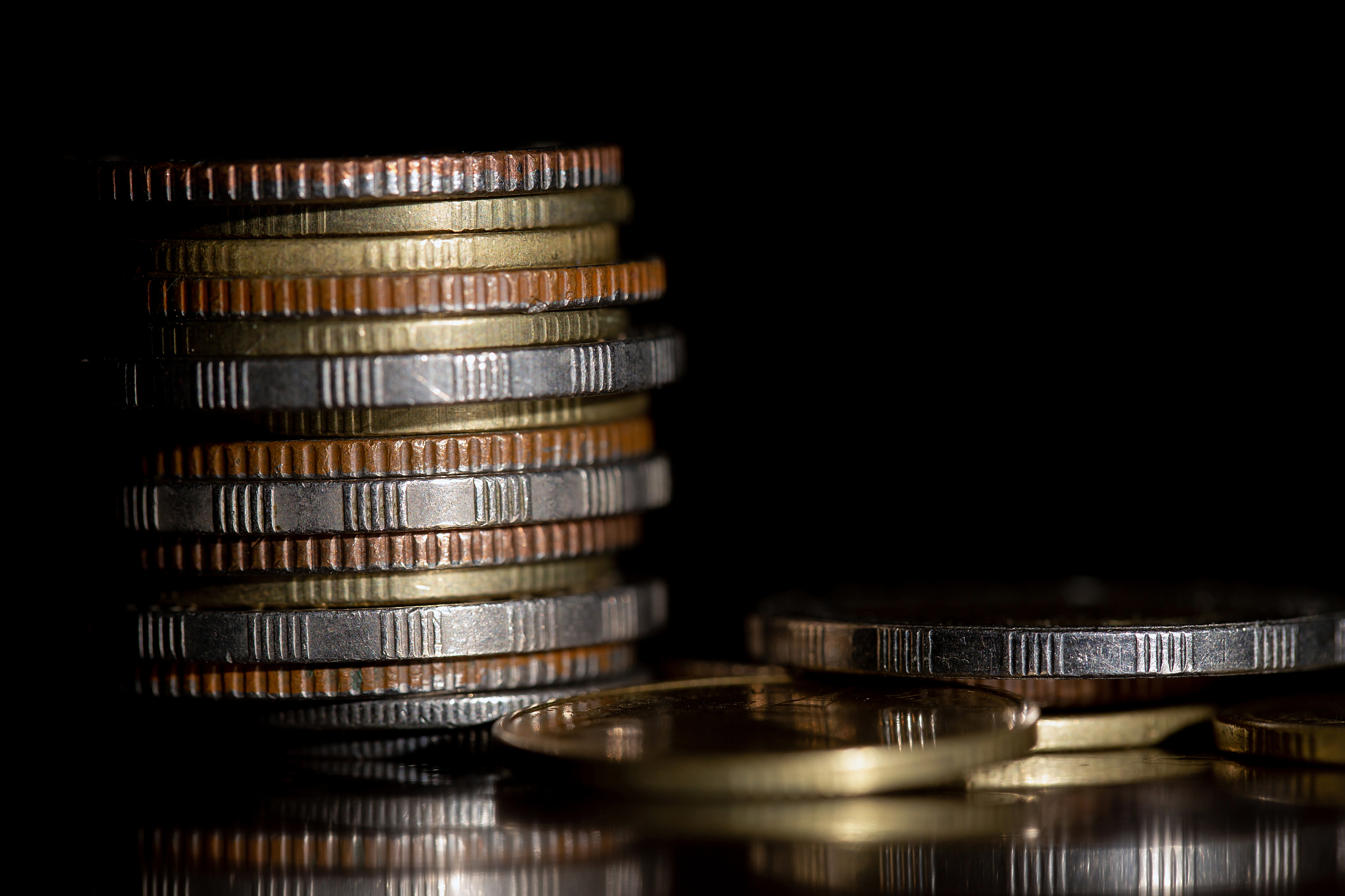 banking and money trading.coins stacked in different combination