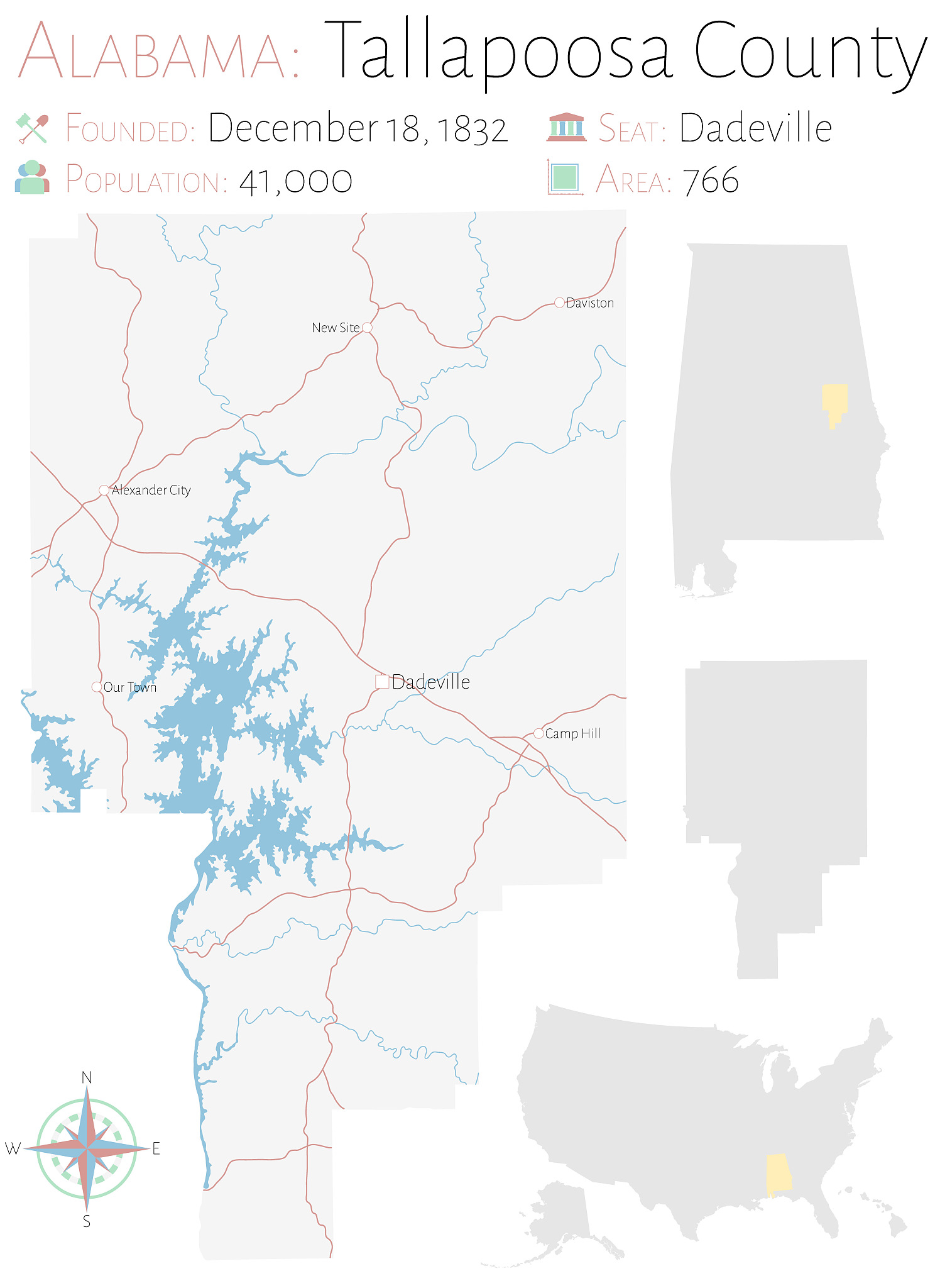 map of tallapoosa county in alabama
