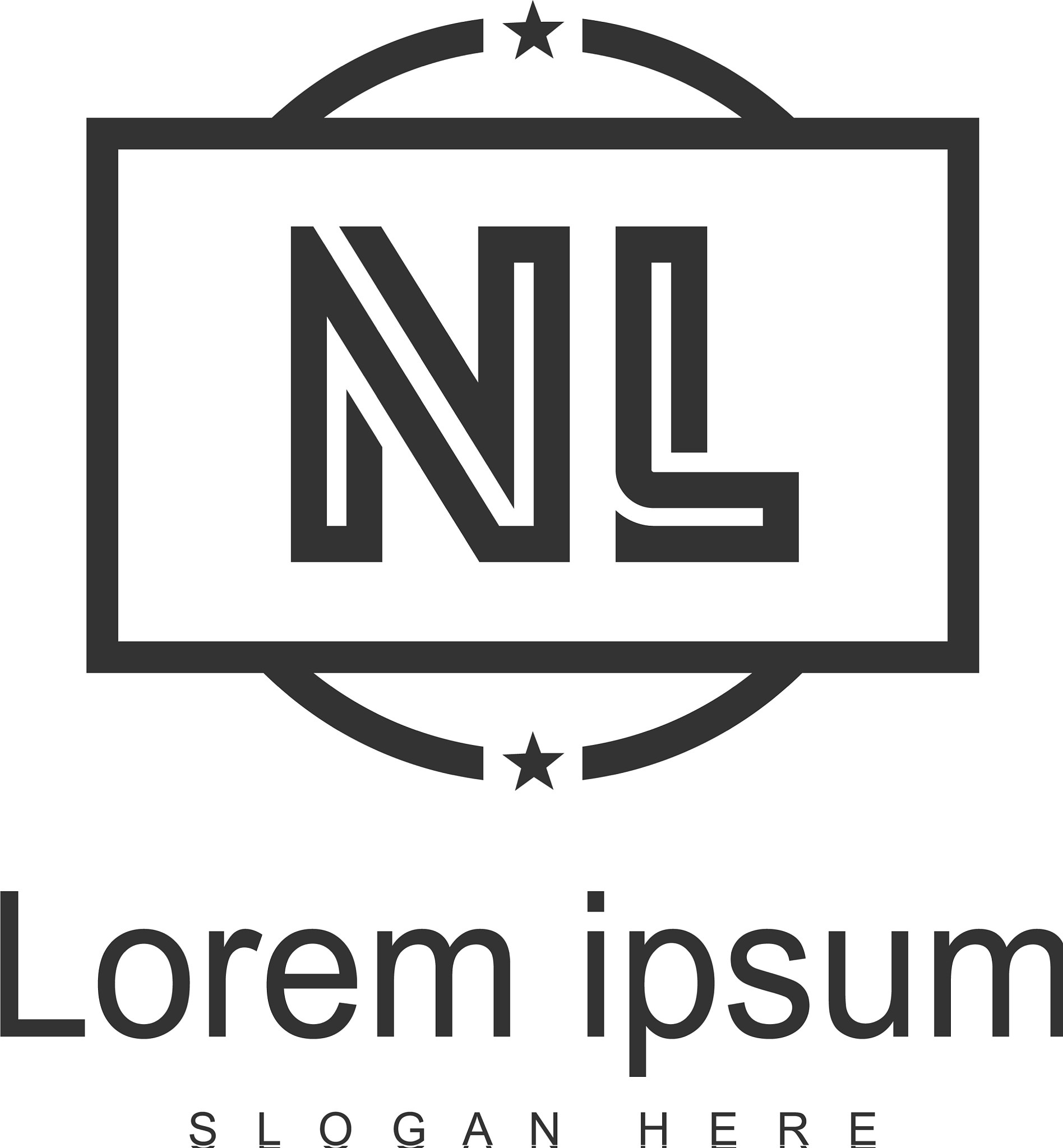initial nl logo template with modern frame