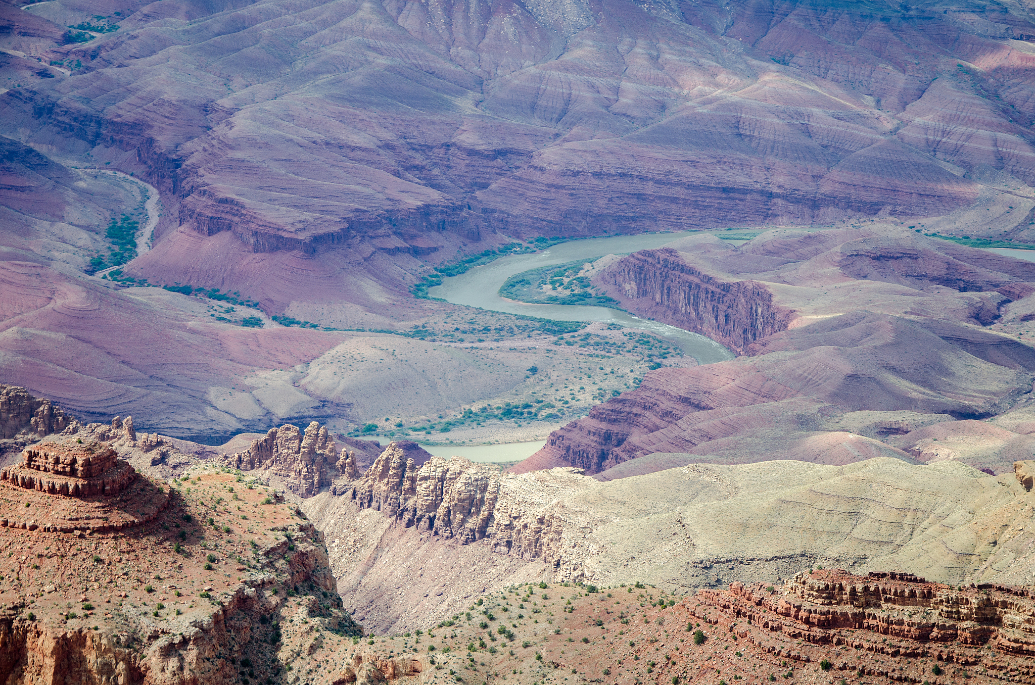colorado river at the bottom of the grand canyon