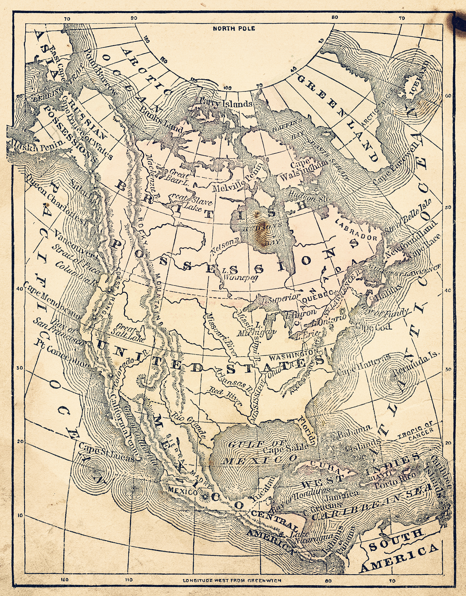 north america antique map