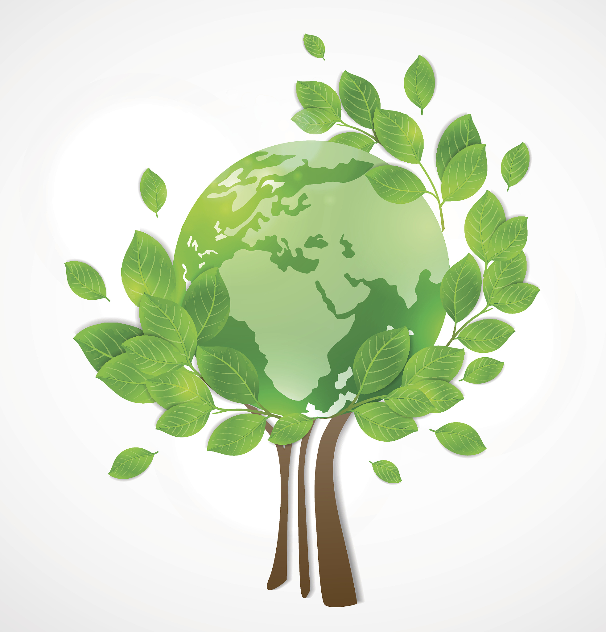 planet earth and green tree