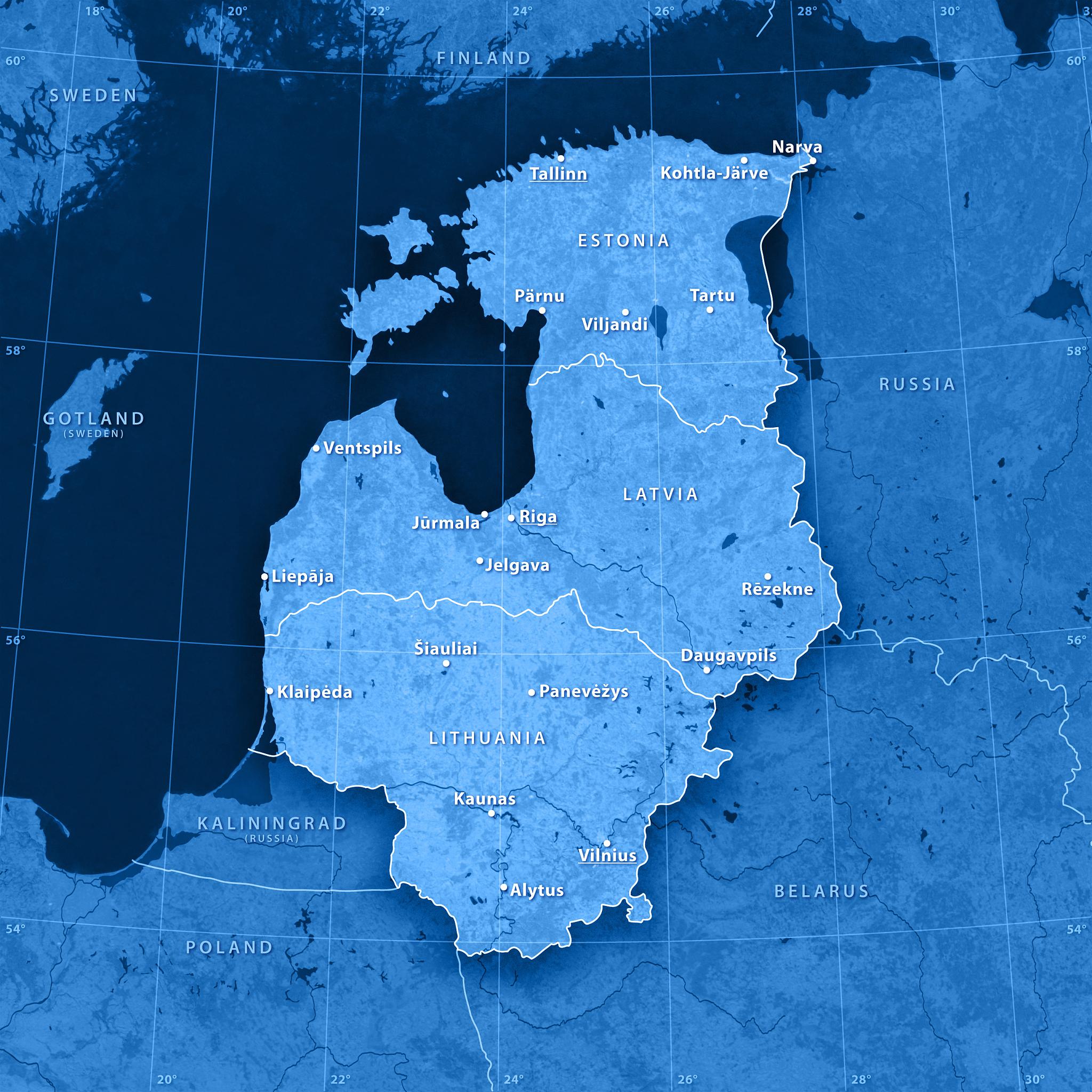 baltic countries topographic map
