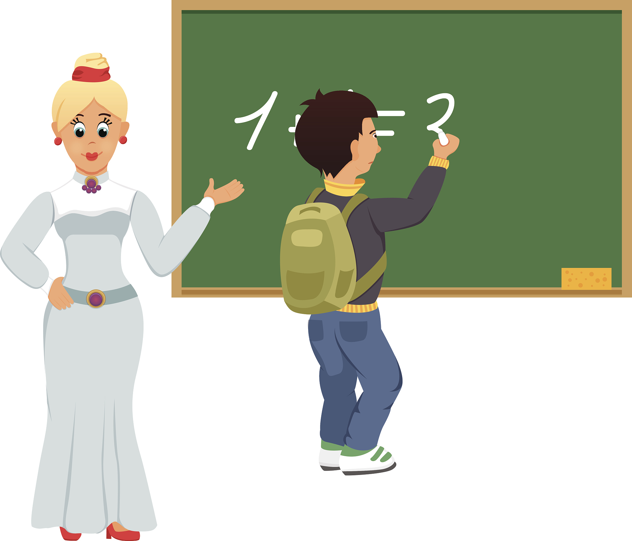 teacher and student at the blackboard