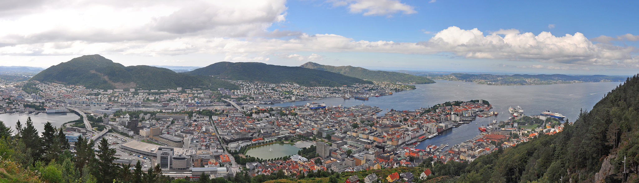 panoramic view over the city of bergen, norway