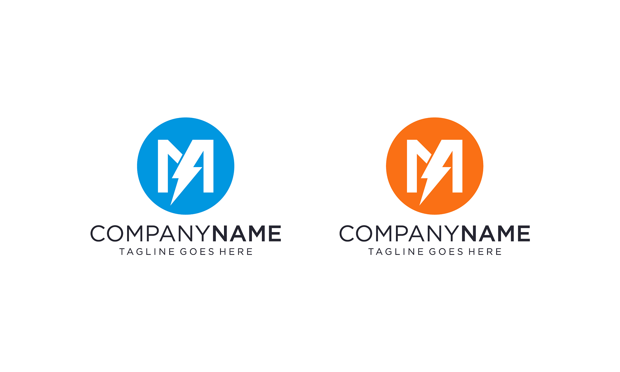 m icon for electric logo design concept editable