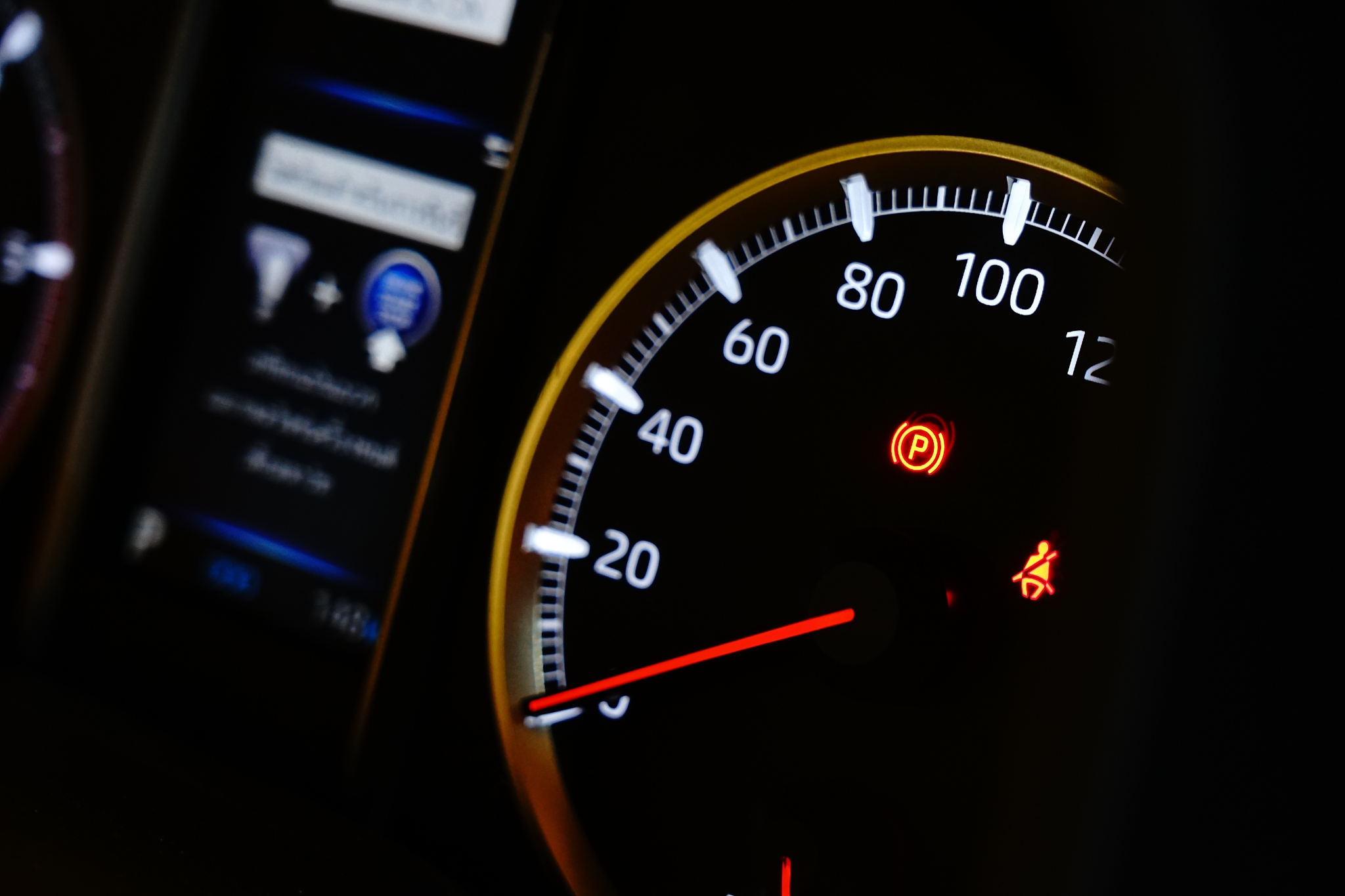 close up modern mileage car dashboard panel