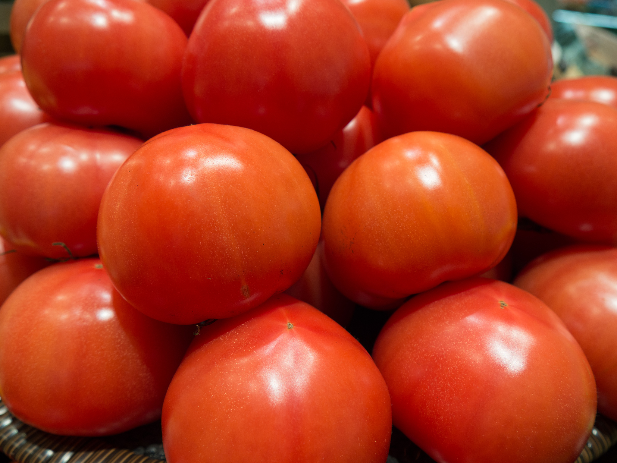 piled fresh tomatoes 闈掓灉搴椼伀涓︺<strong>伓</strong>鏂伴銇儓銉炪儓