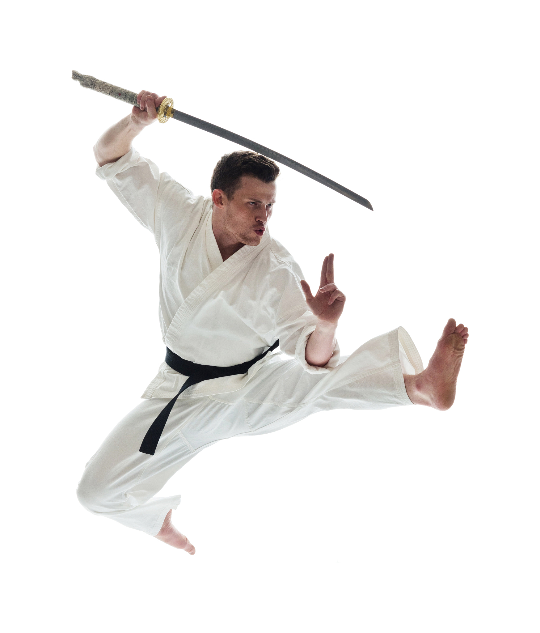 young man doing karate