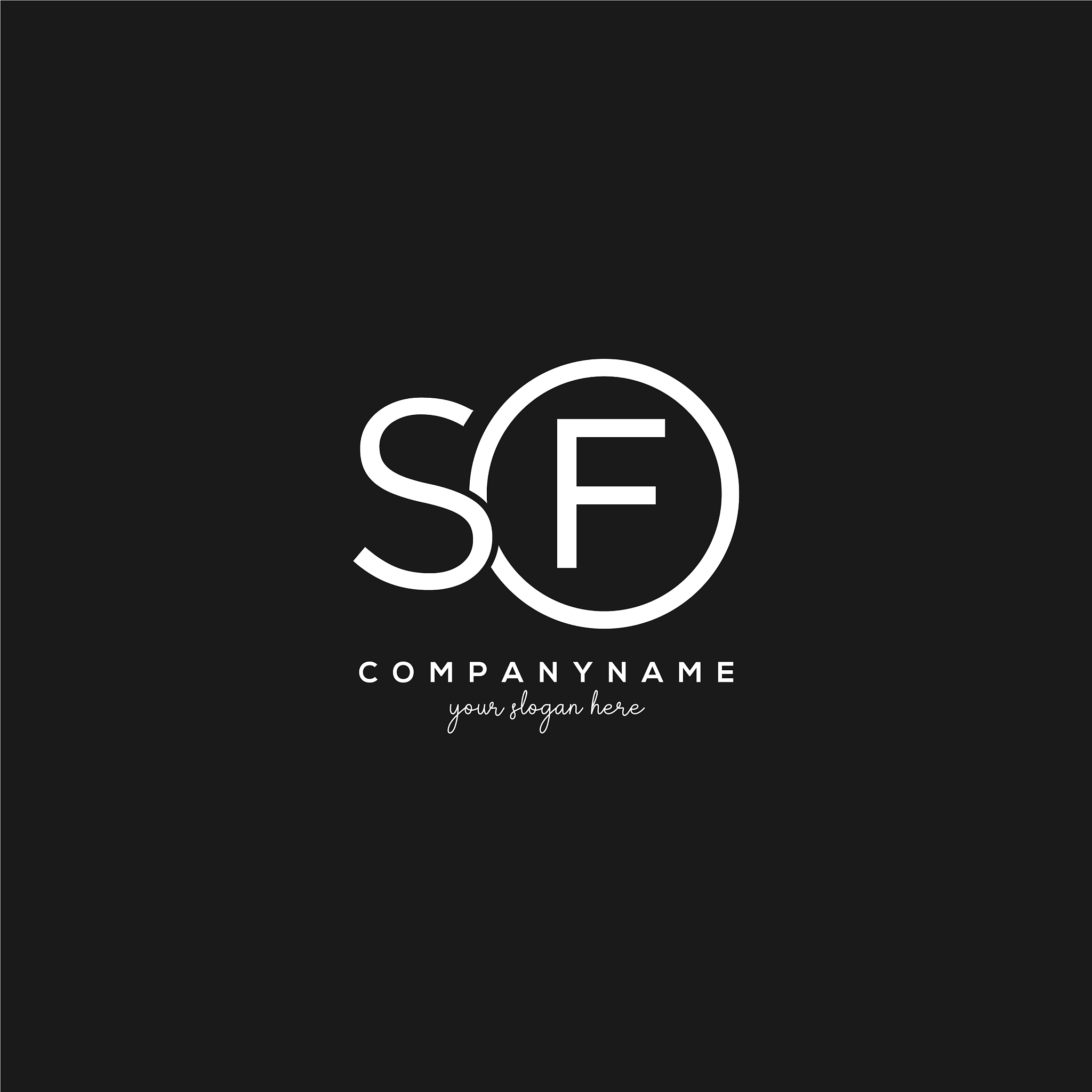 initial sf letter logo with circle template