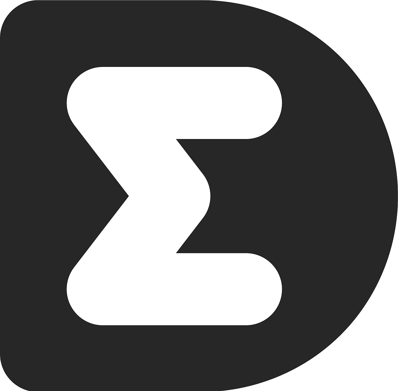 monogram logo made from black letters d and m