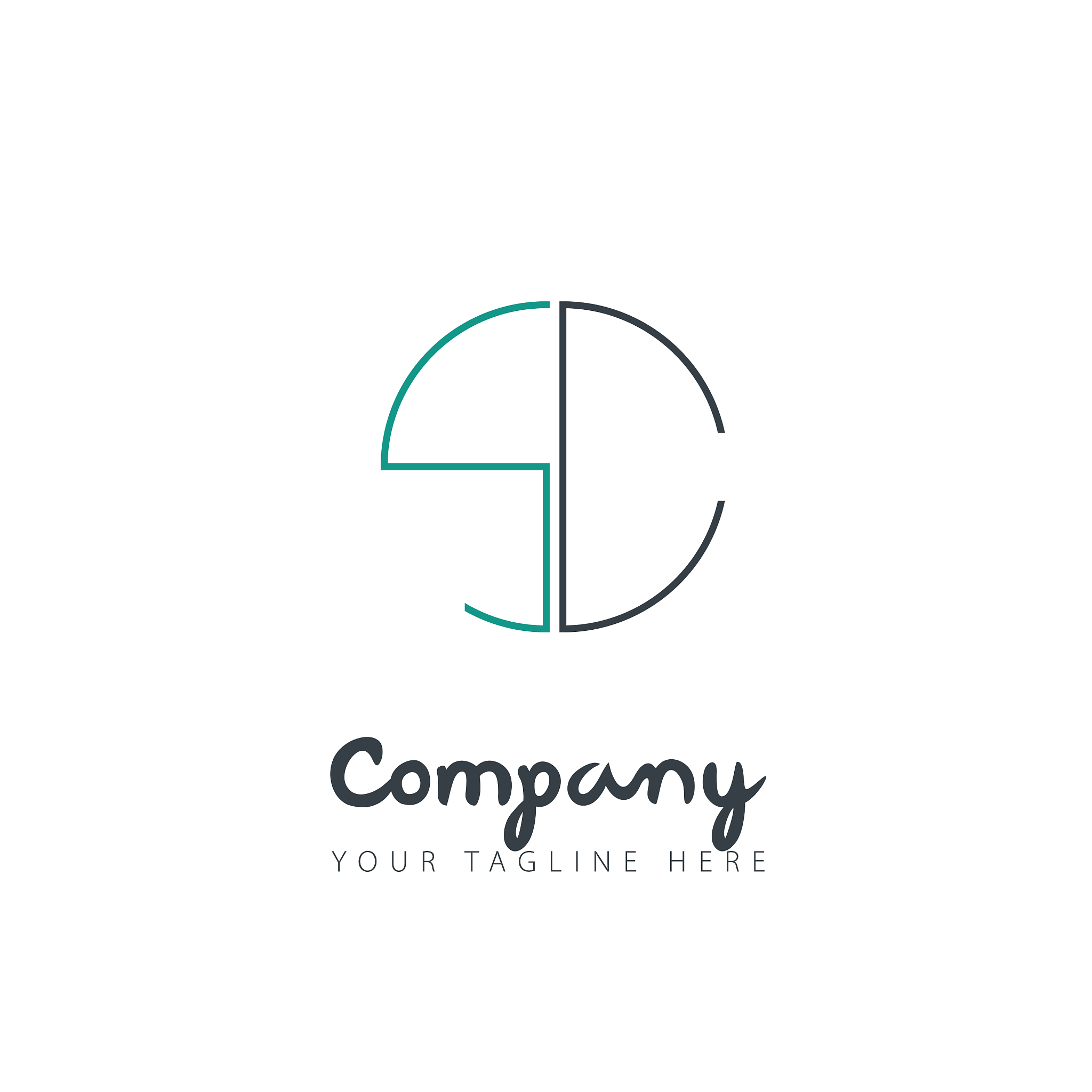 initial letter sc circle design logo