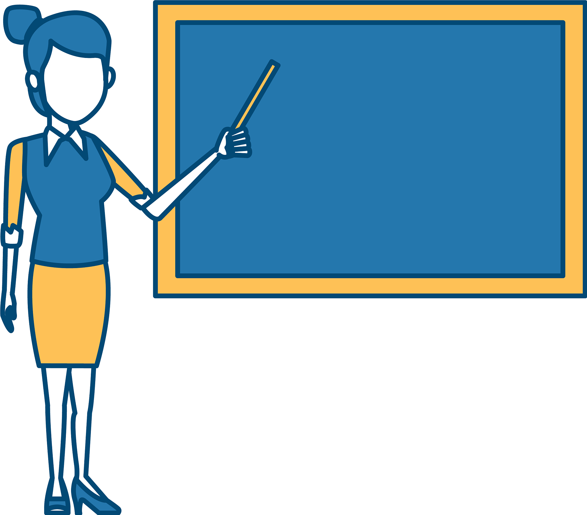 teacher with blackboard