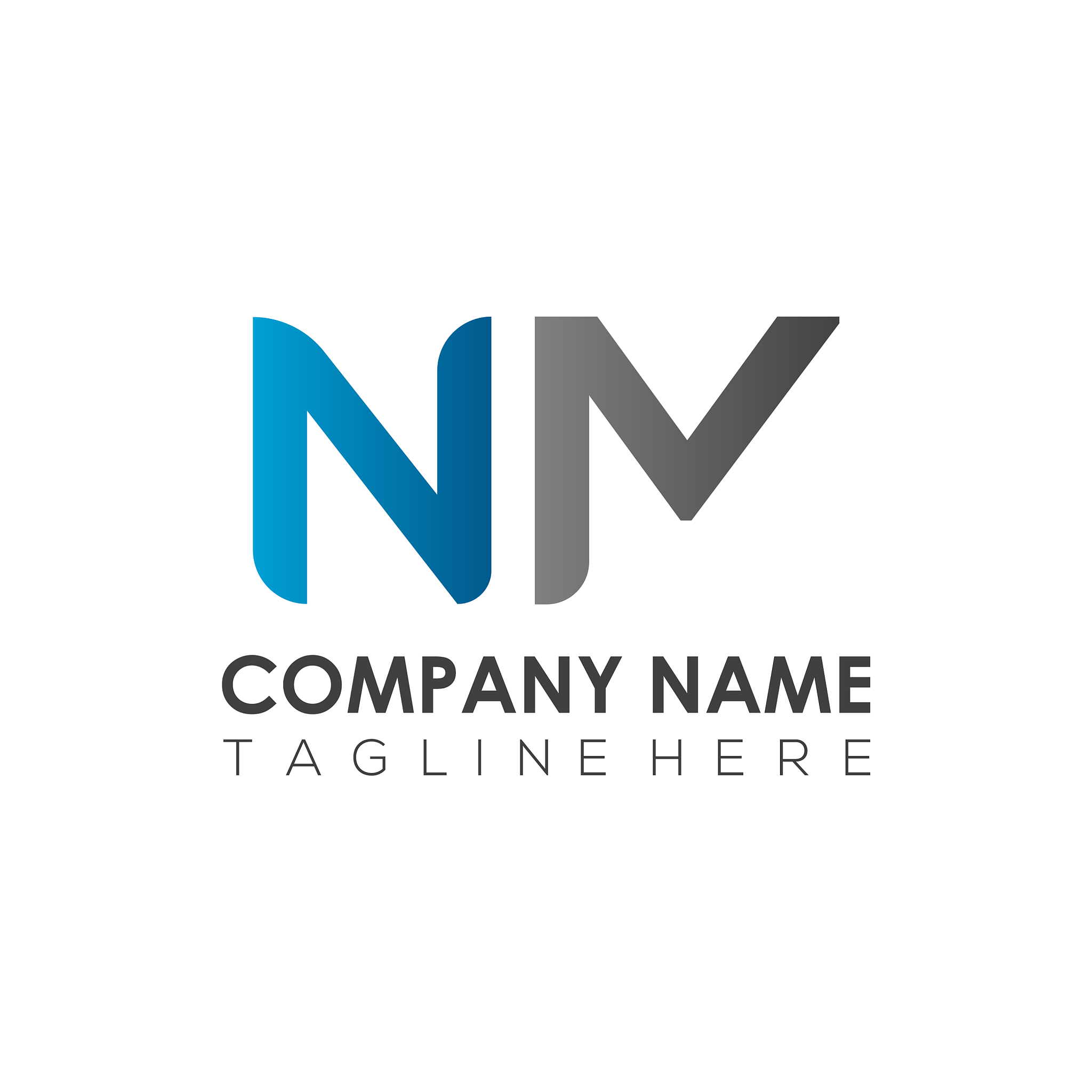initial letter nm logo design template creative