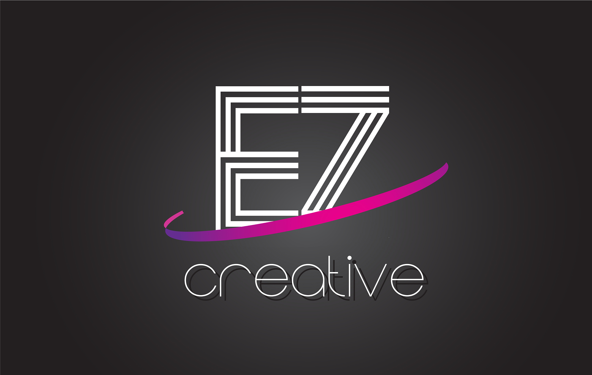 ez e z letter logo with lines design and purple