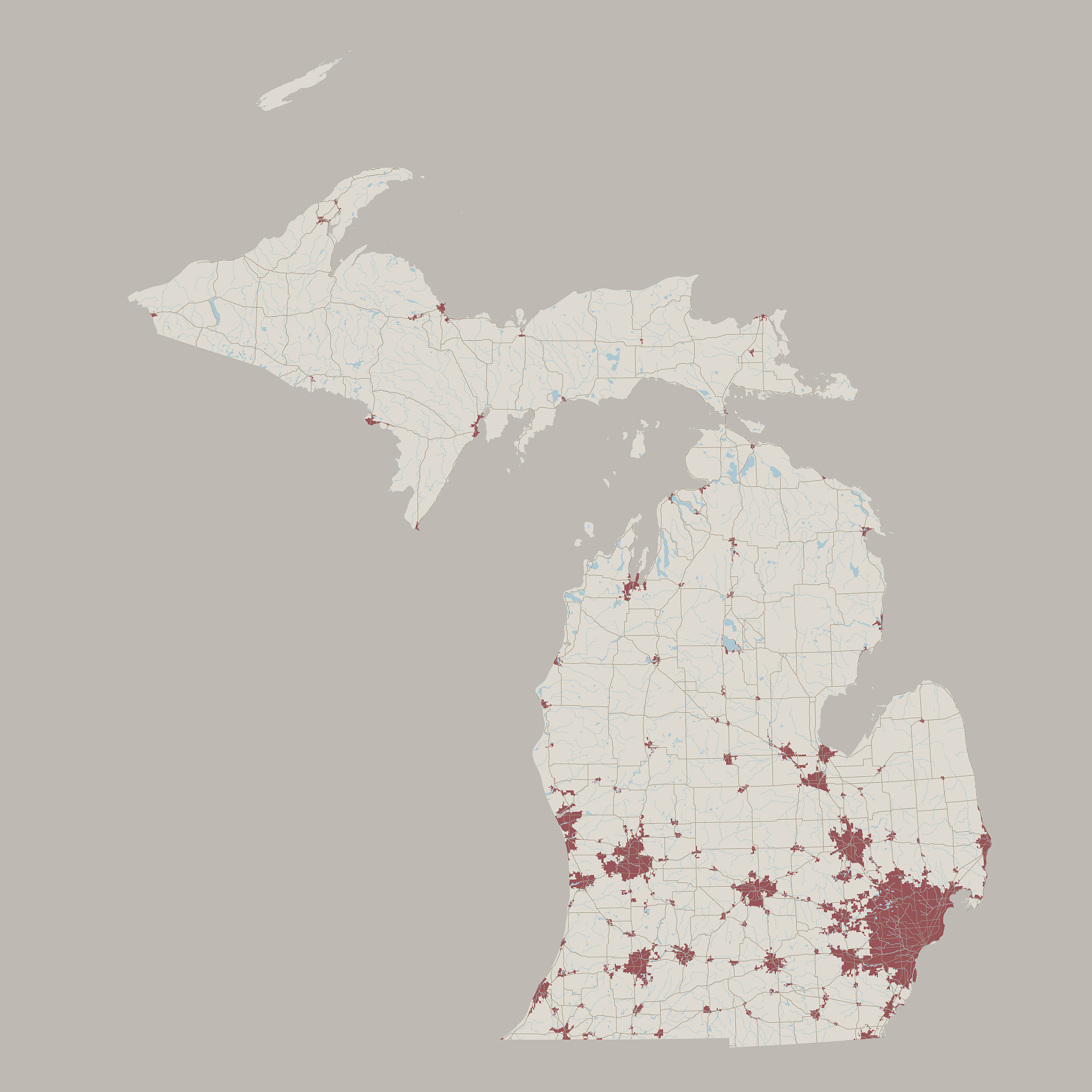 michigan us state road map