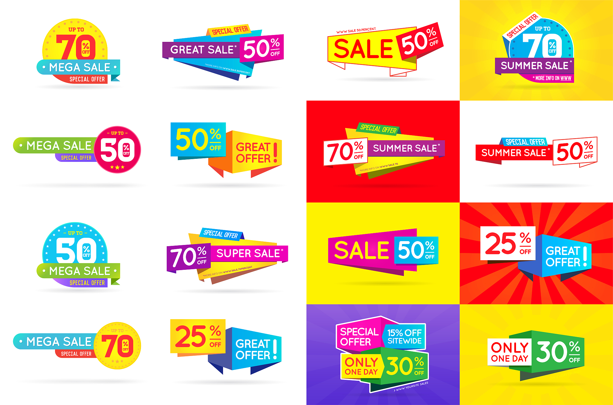 set of sale signs, banners, posters, cards. vector.