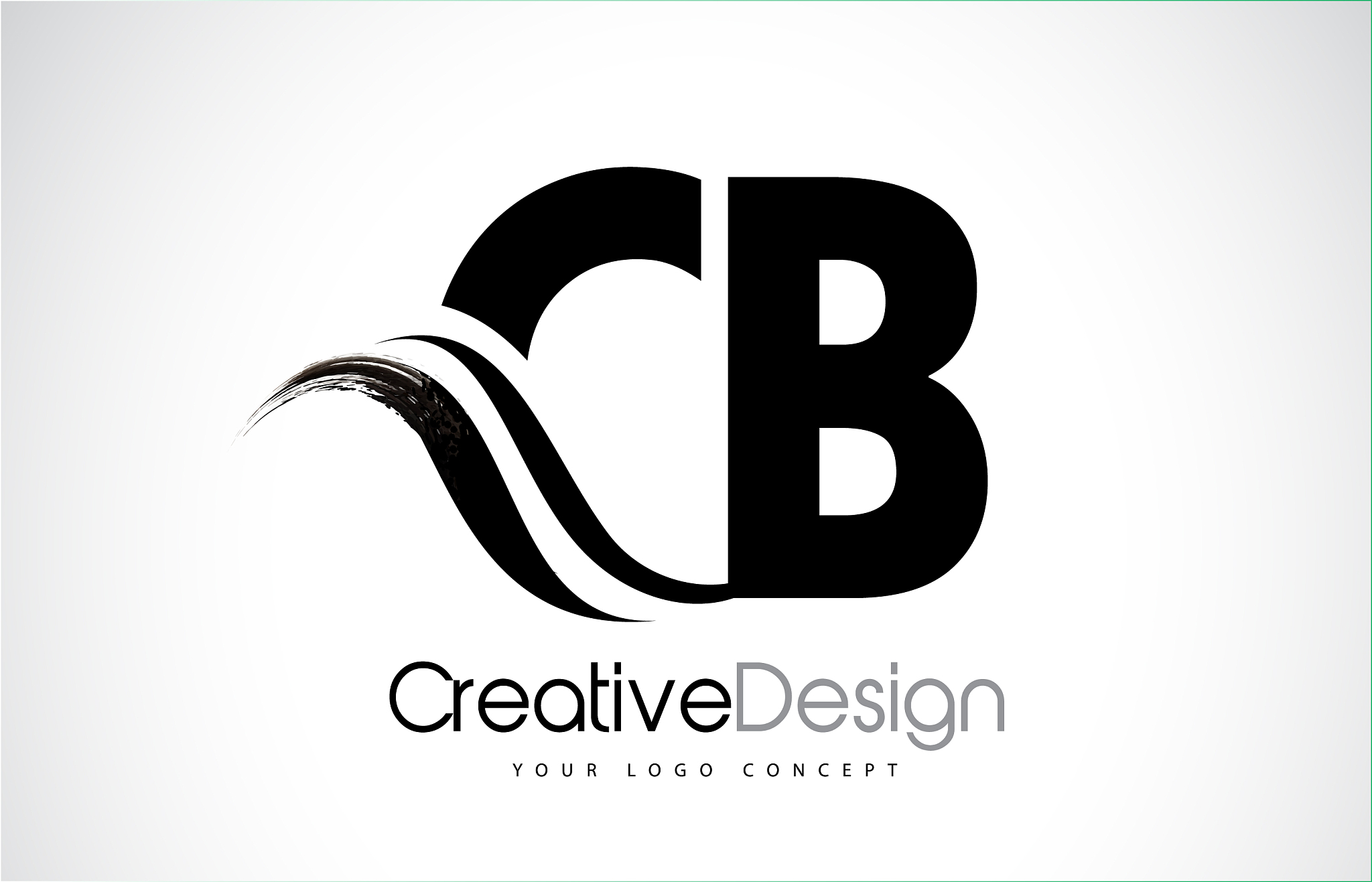 cb c b creative brush black letters design with