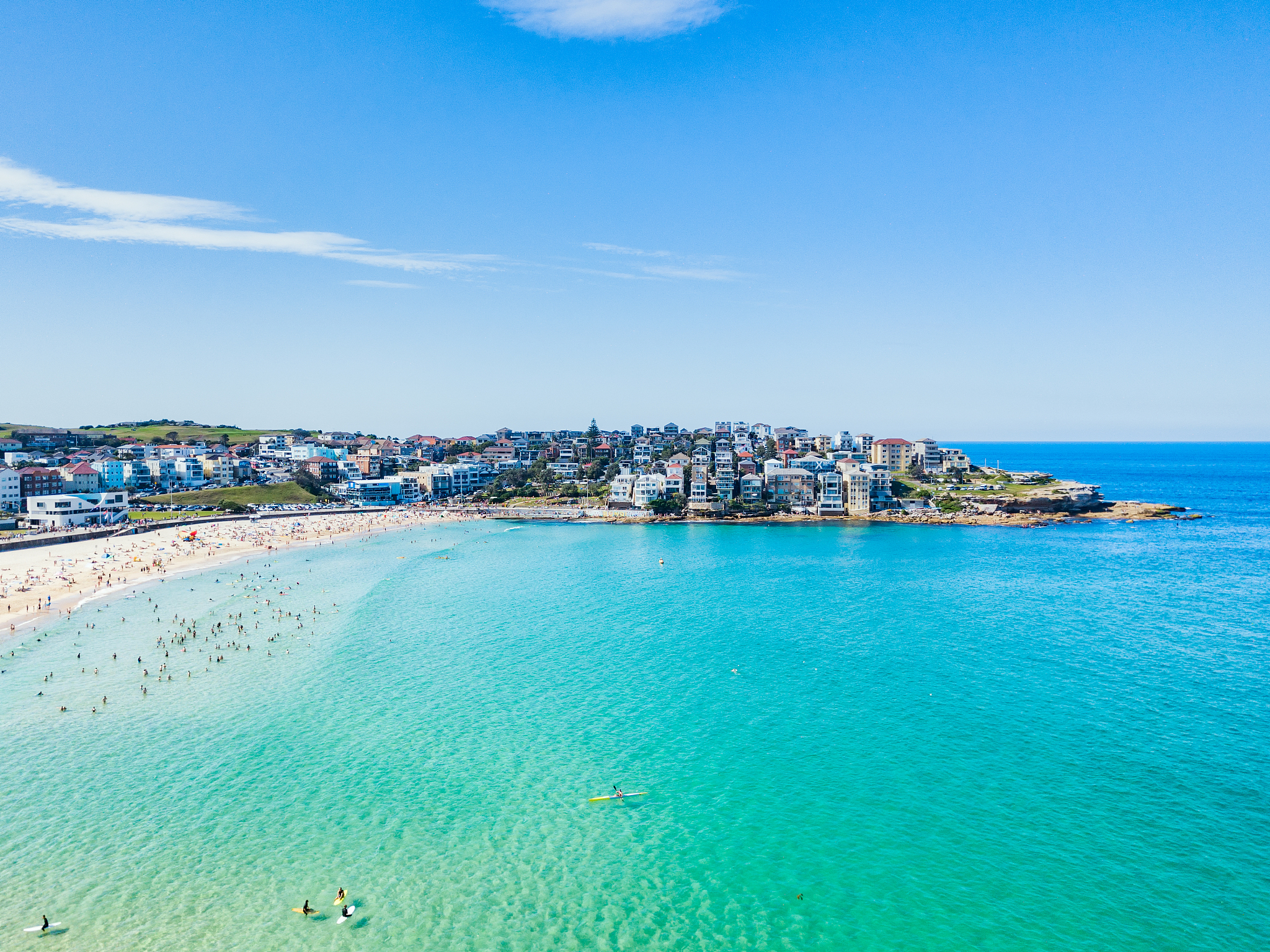 an aerial view of bondi beach in sydney, australia