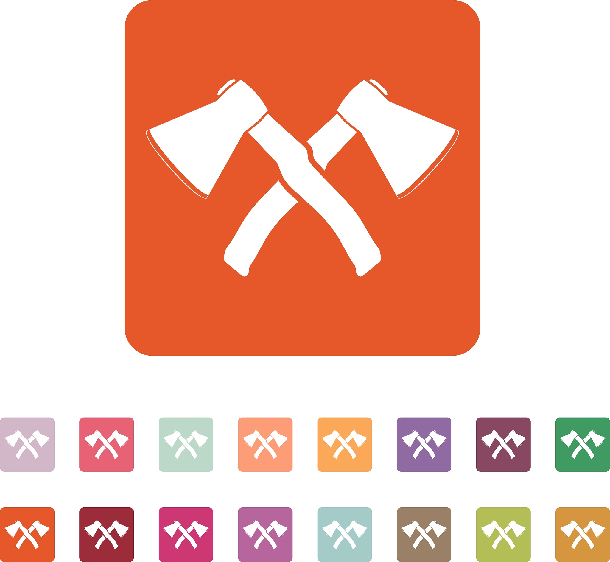 the crossed axes icon axe and hack symbol flat