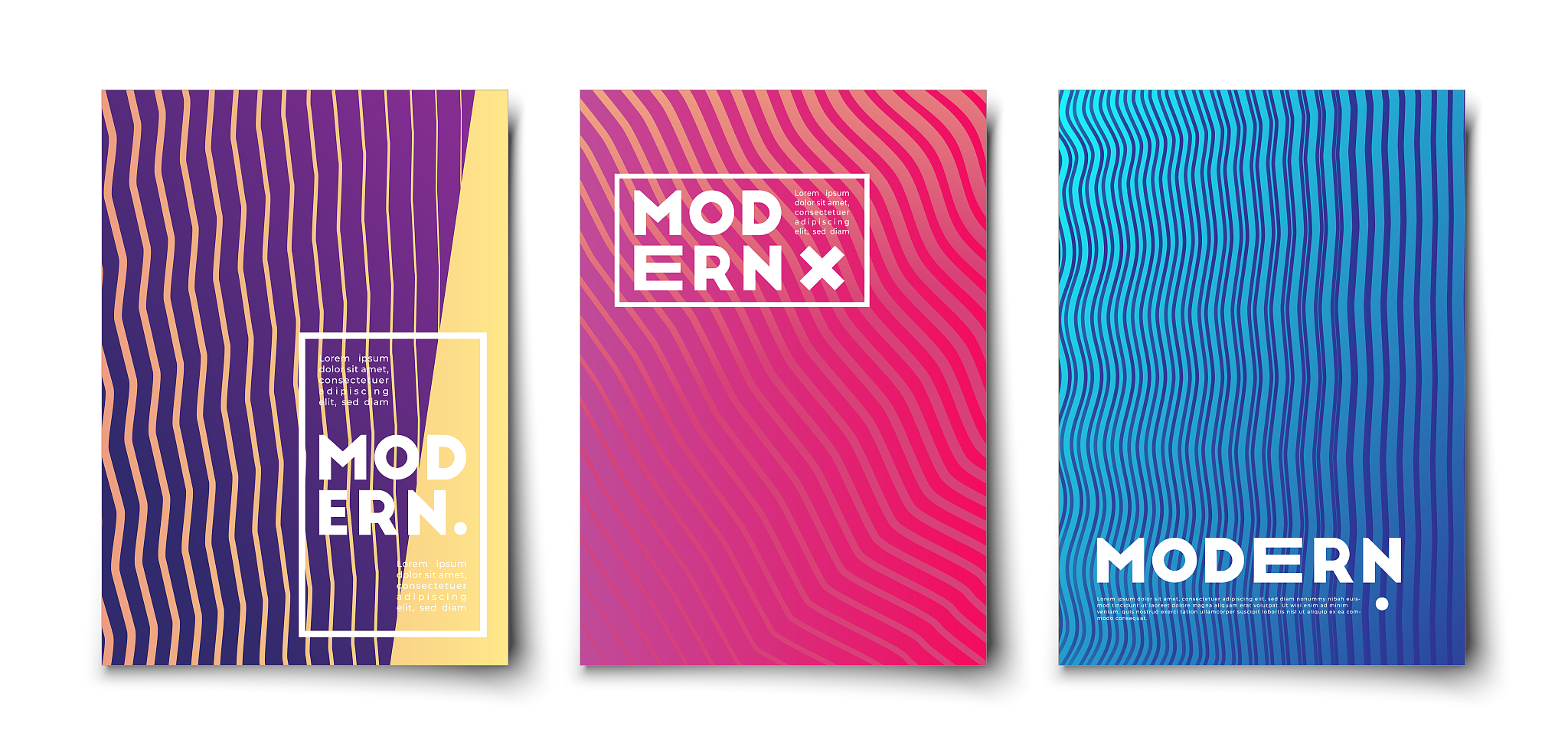 wavy line minimal halftone gradient covers set