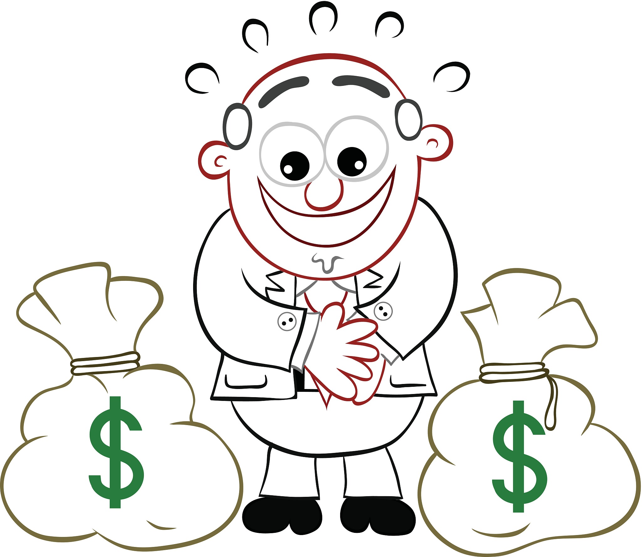 boss cartoon with money bags
