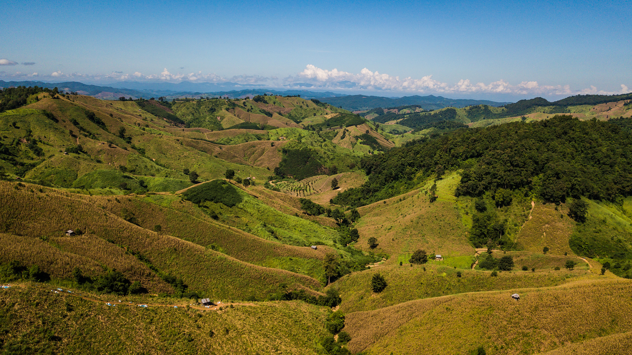 landscape  of  mountain in  nan province thailand .