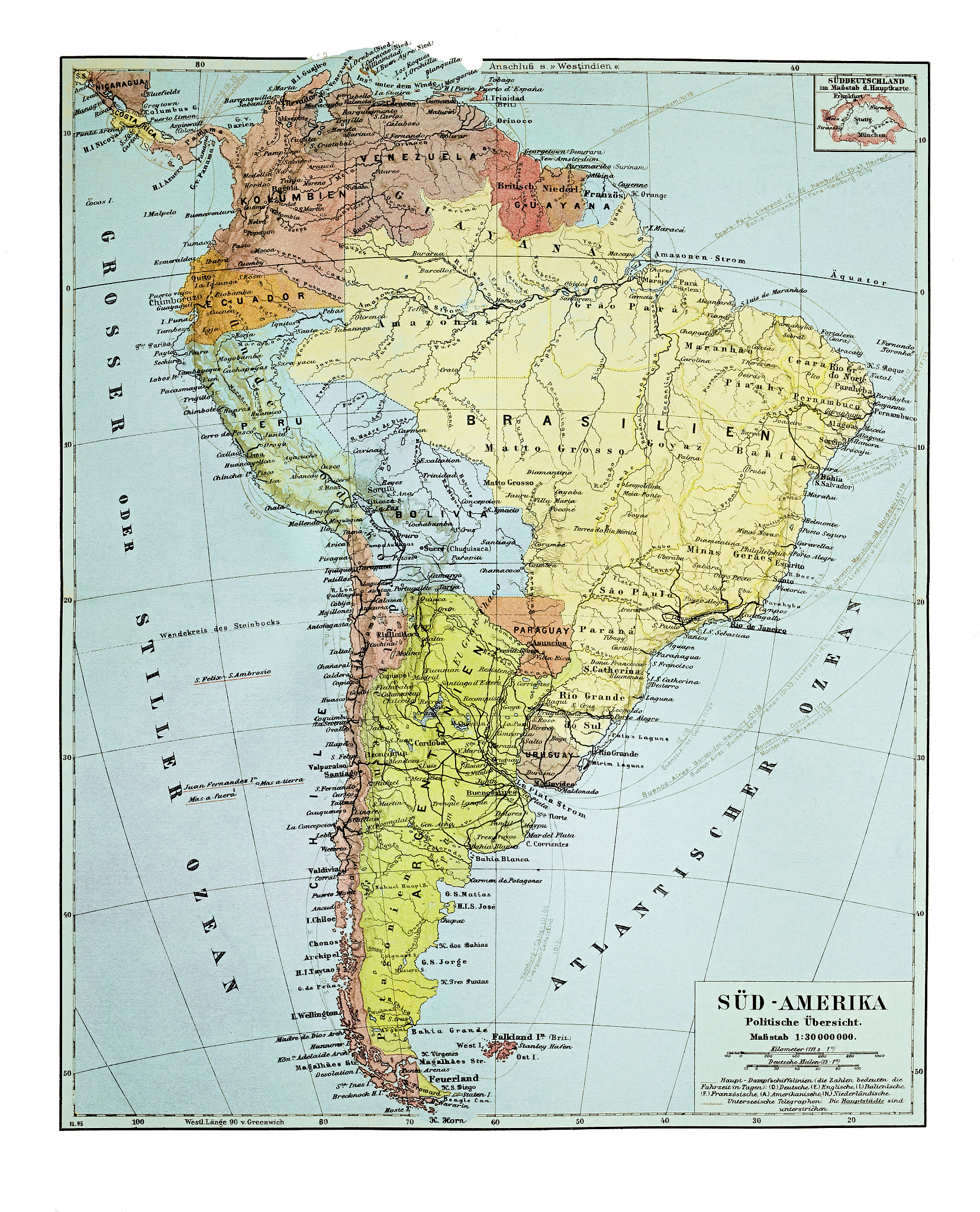 old map of south america continent